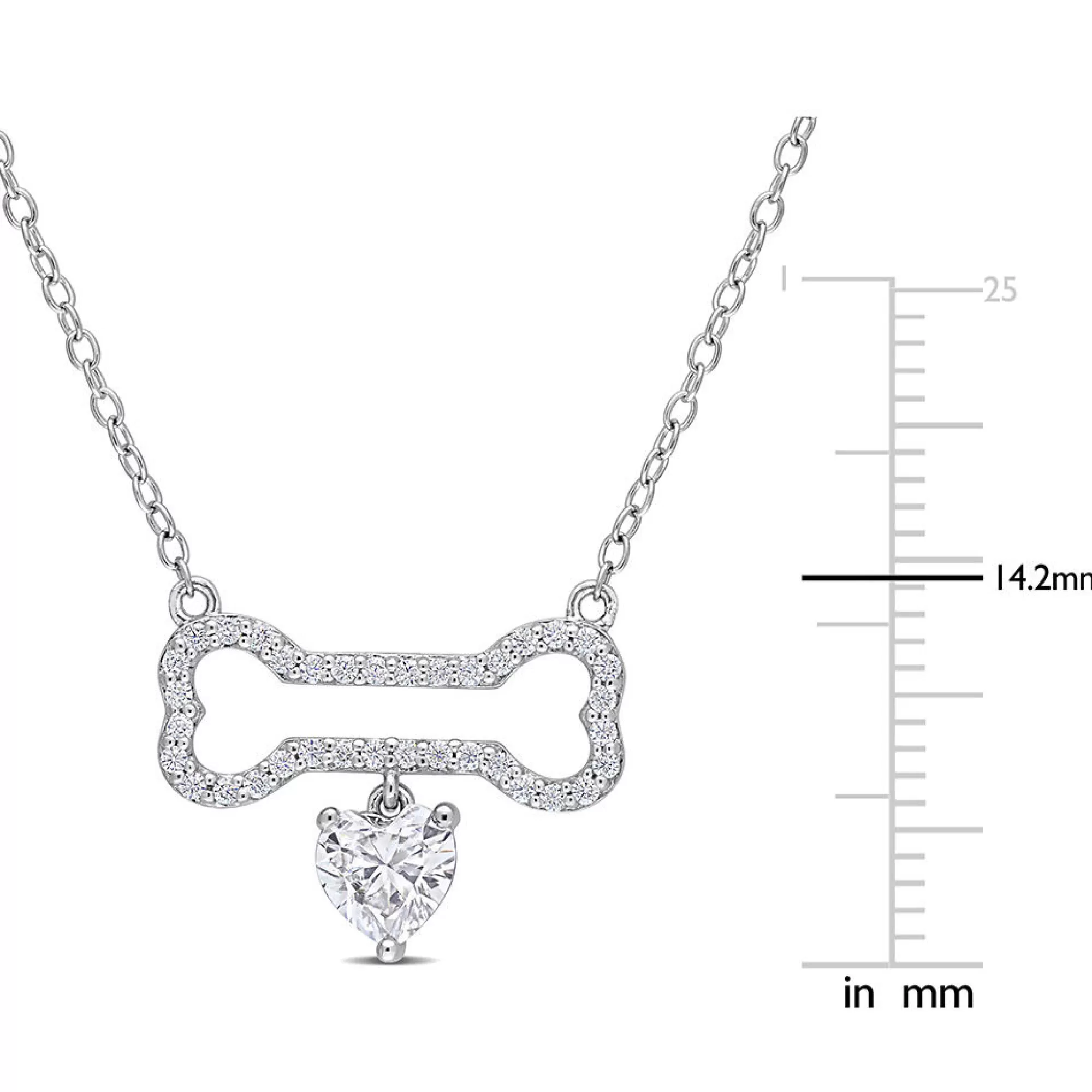 Necklaces & Pendants^* Moissanite Dog Bone Pendant Necklace In Sterling Silver