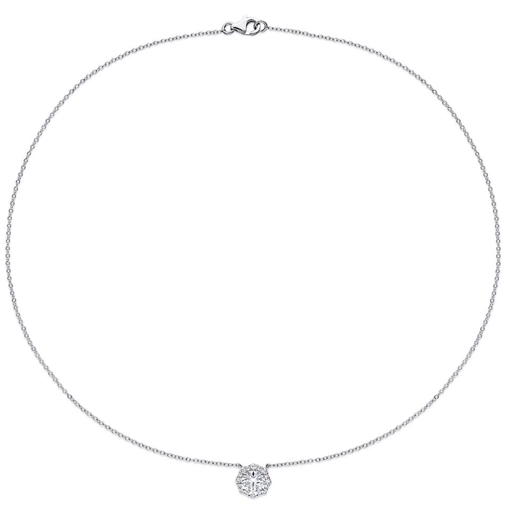 Necklaces & Pendants^* Moissanite Halo Necklace In Sterling Silver (1 1/2 Ct. Tw.)