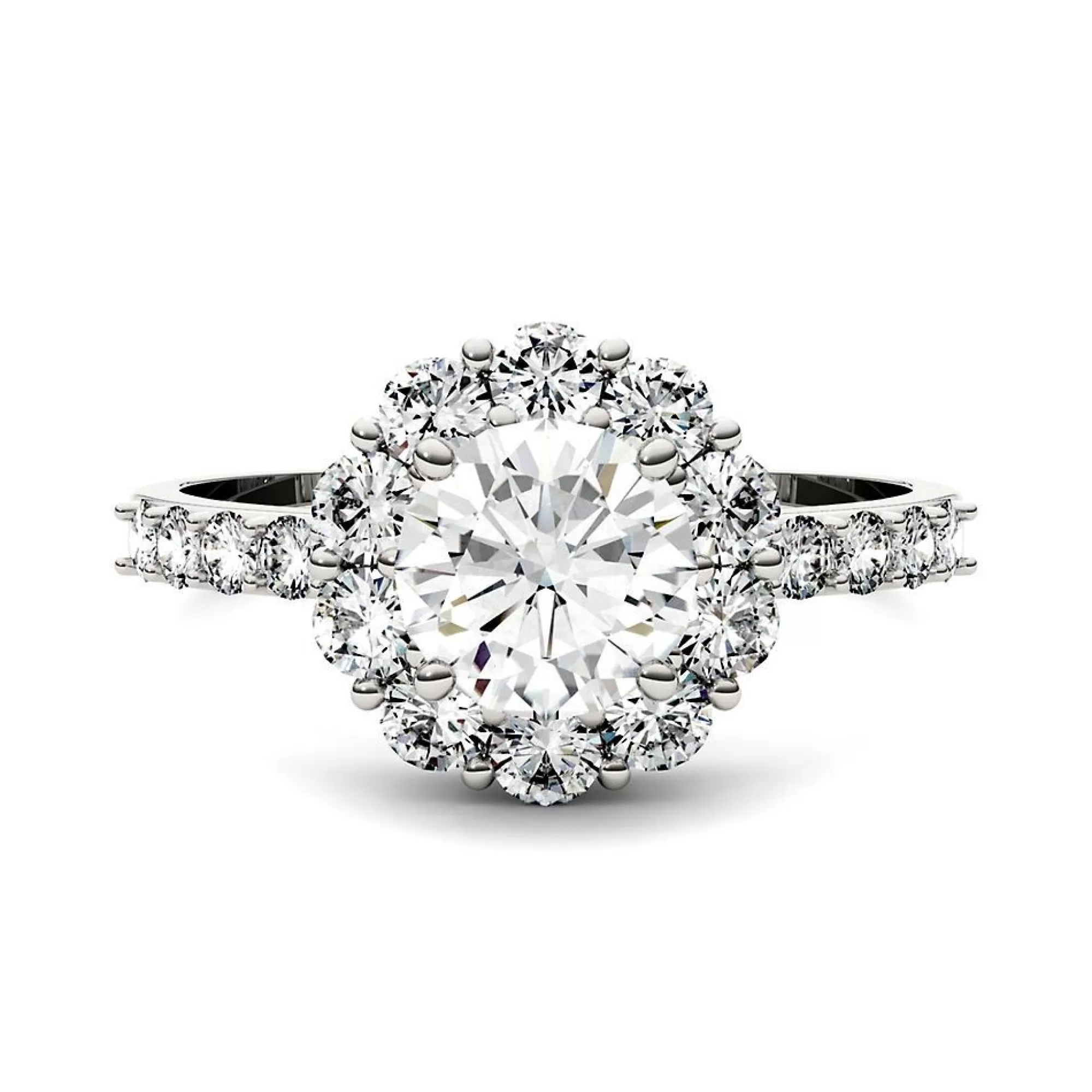 Rings^Charles & Colvard-Forever One™ Moissanite Halo Ring In 14K White Gold (1 4/5 Ct. Tw.)