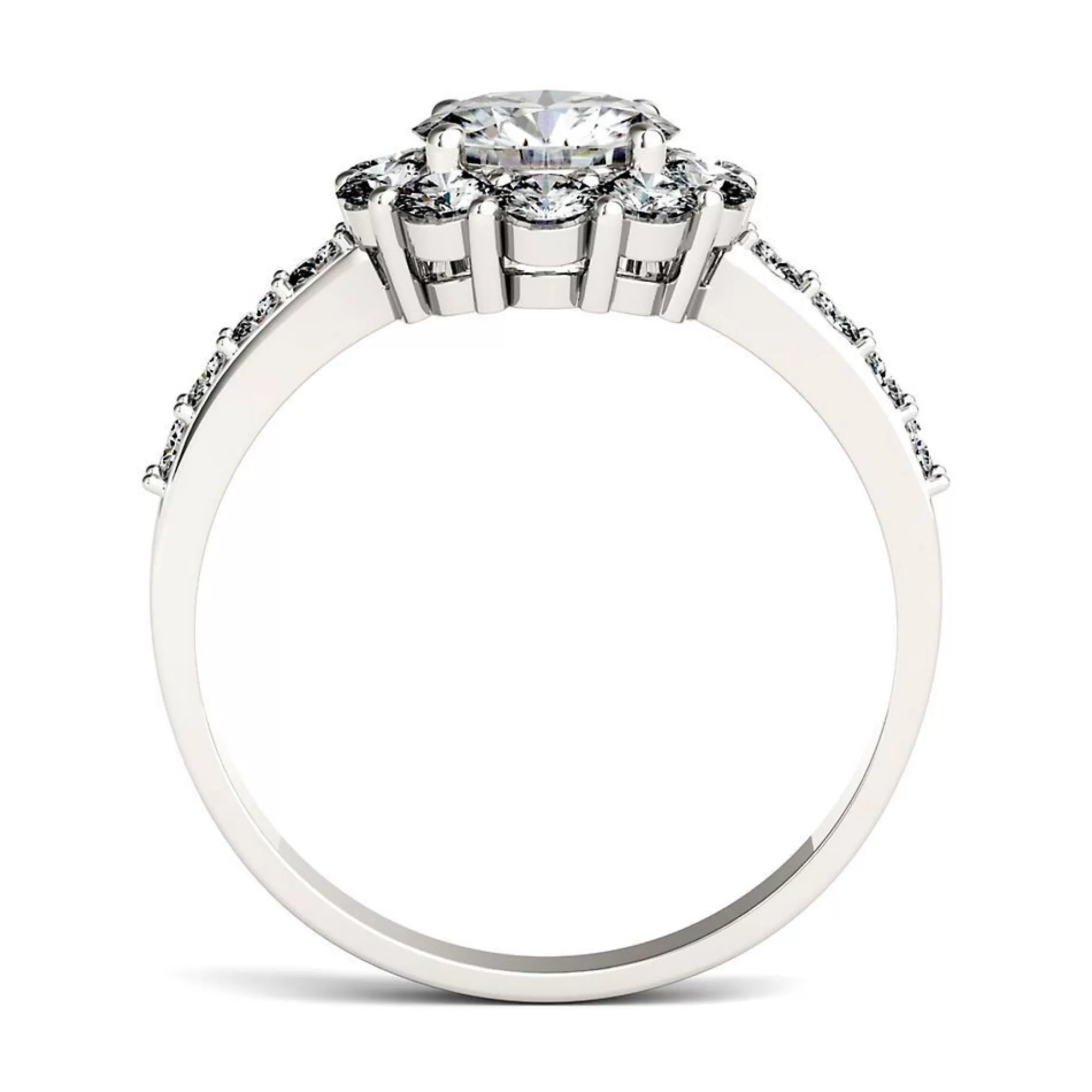 Rings^Charles & Colvard-Forever One™ Moissanite Halo Ring In 14K White Gold (1 4/5 Ct. Tw.)