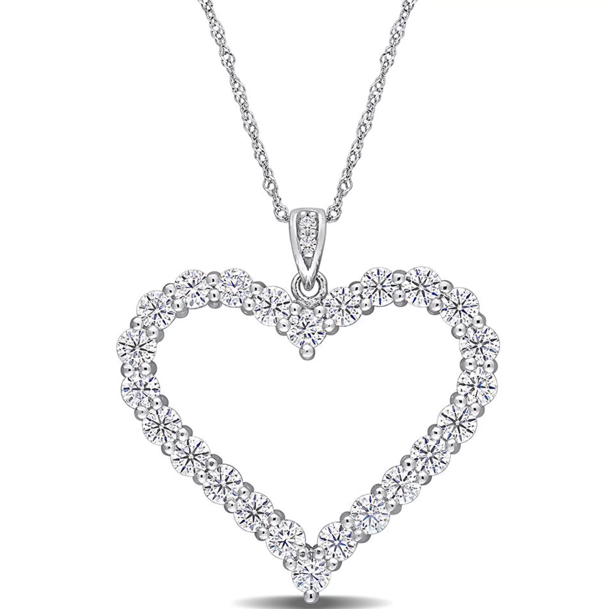 Necklaces & Pendants^* Moissanite Heart Pendant In Sterling Silver (2 2/5 Ct. Tw.)