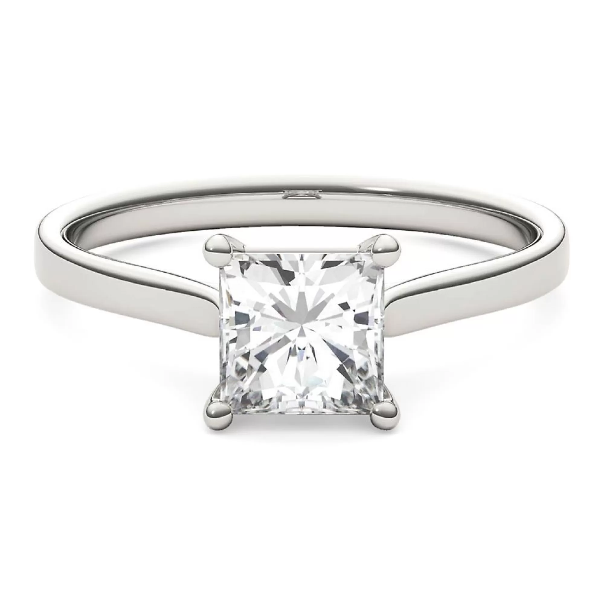 Rings^Charles & Colvard-Forever One™ Moissanite Solitaire Ring With Princess Cut 14K White Gold