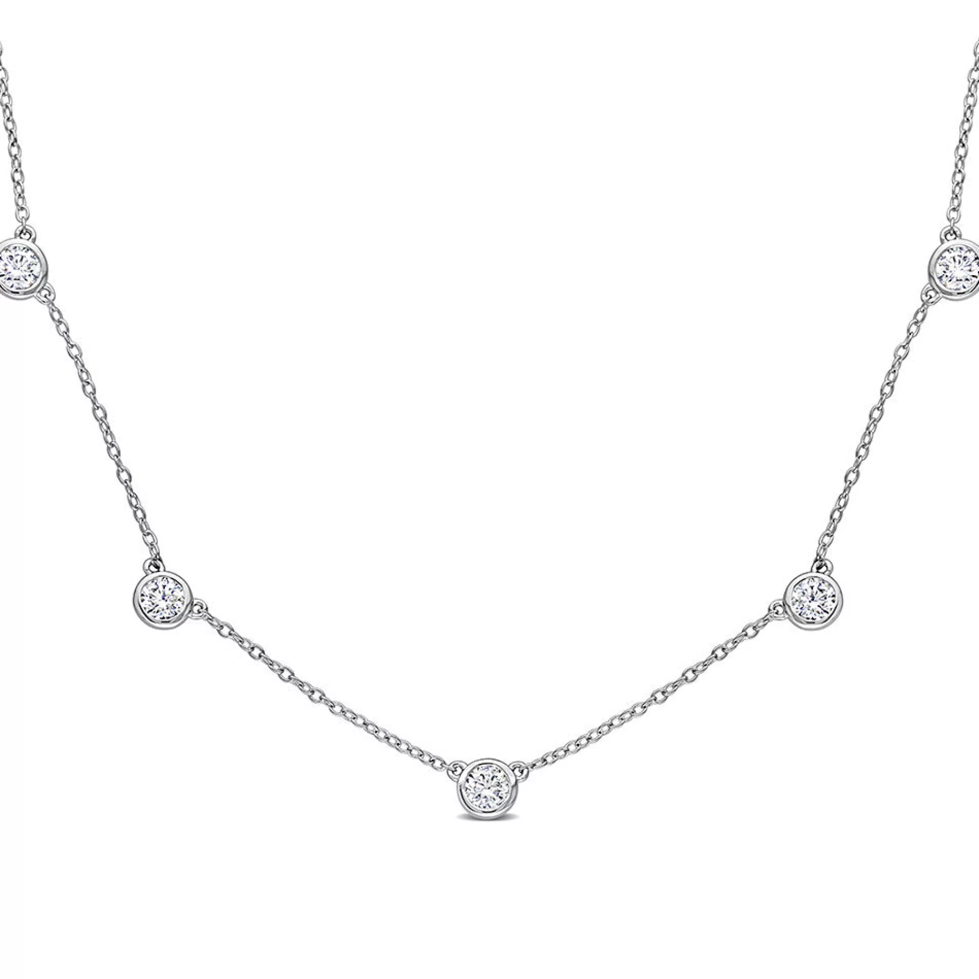 Necklaces & Pendants^* Moissanite Station Necklace In Sterling Silver (2 1/4 Ct. Tw.)