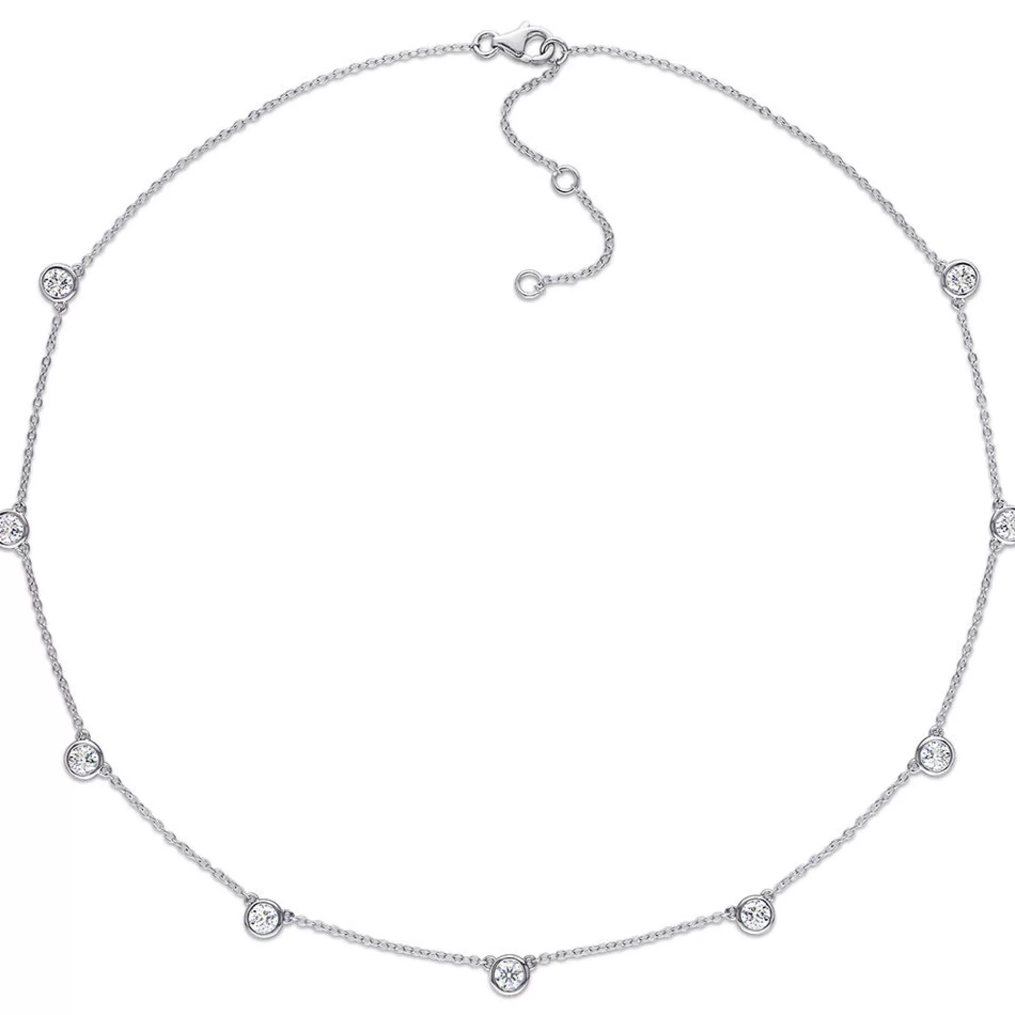 Necklaces & Pendants^* Moissanite Station Necklace In Sterling Silver (2 1/4 Ct. Tw.)