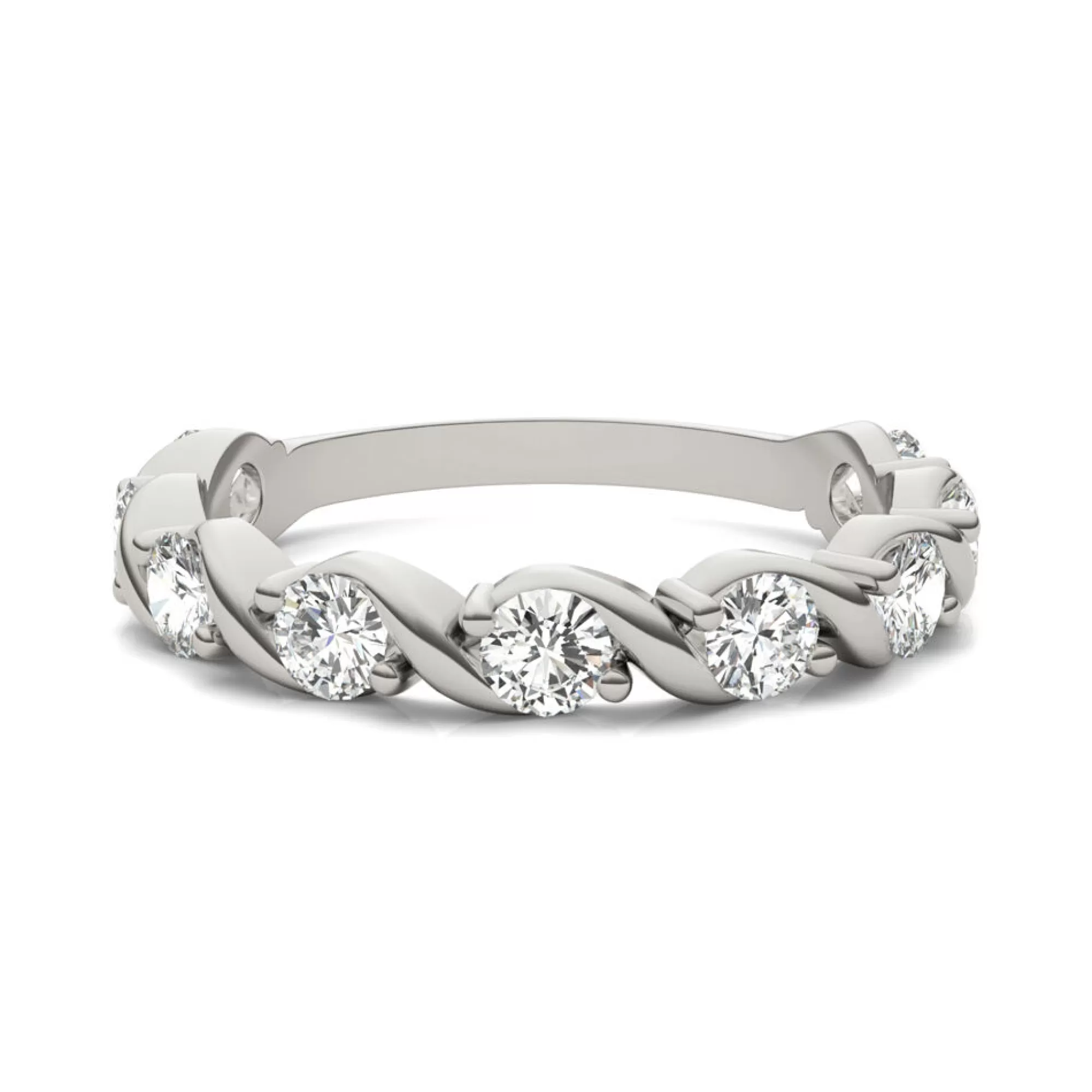 Rings^Charles & Colvard-Forever One™ Moissanite Swirl Band In 14K White Gold