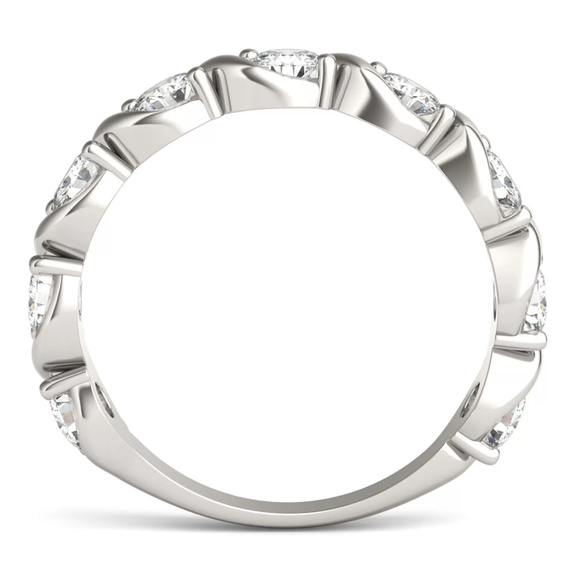 Rings^Charles & Colvard-Forever One™ Moissanite Swirl Band In 14K White Gold