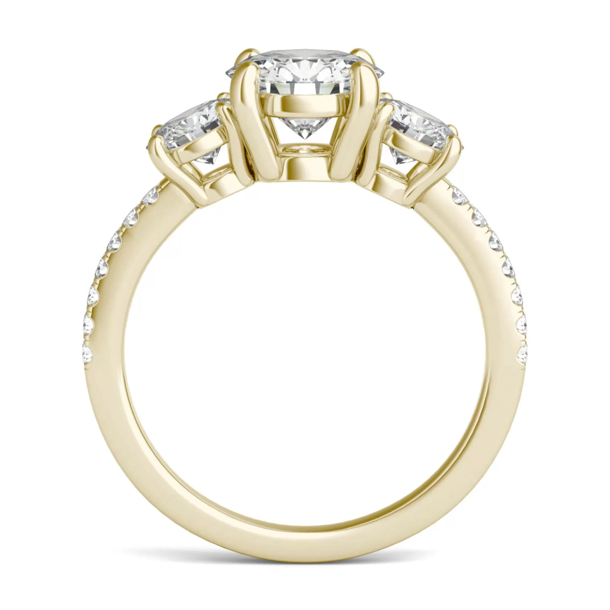 Rings^Charles & Colvard-Forever One™ Moissanite Three-Stone Ring In 14K Yellow Gold (2 1/7 Ct. Tw.)