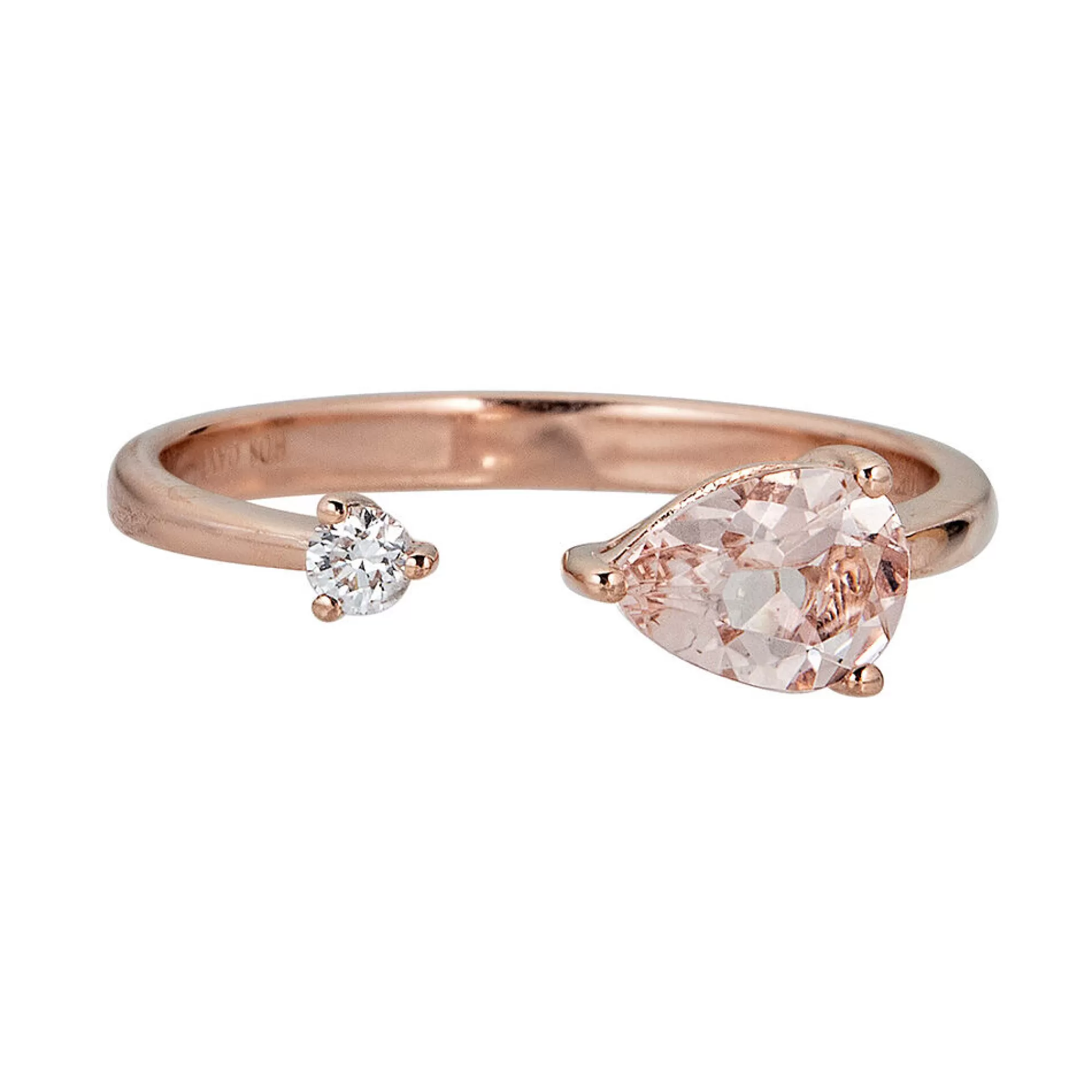 Rings^Layering & Stacking Morganite & Diamond Open Ring In 10K Rose Gold