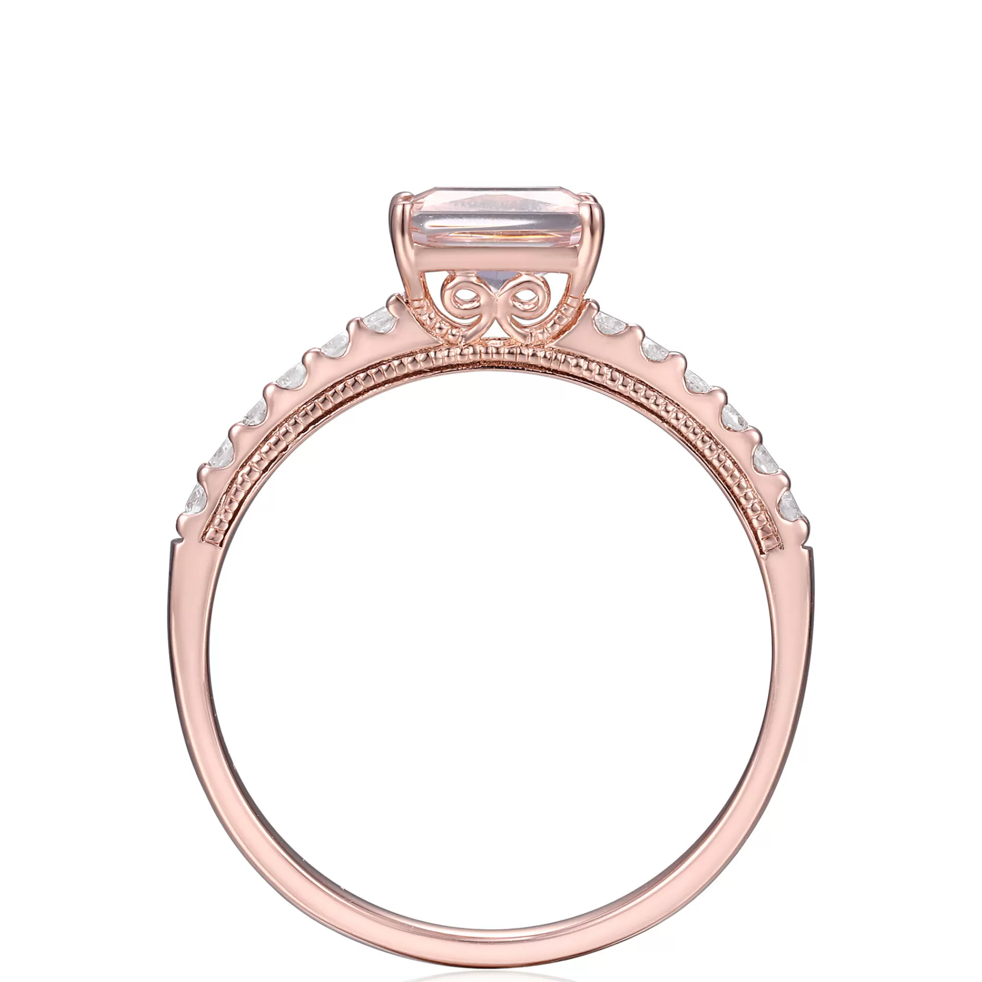 Rings^Layering & Stacking Morganite And Diamond Stack Ring In 10K Rose Gold (1/7 Ct. Tw.)