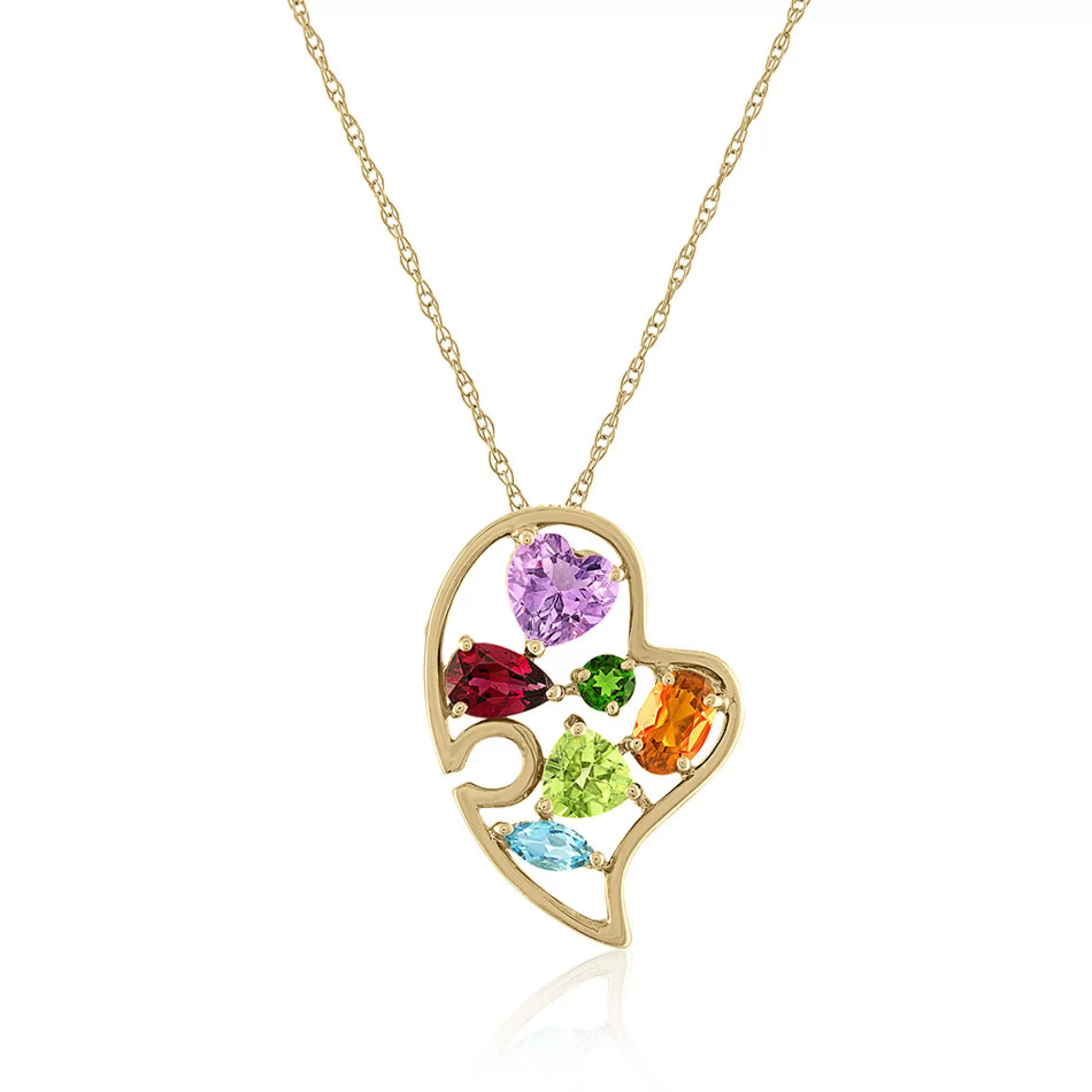 Necklaces & Pendants^* Multi-Gemstone Heart Pendant In 14K Yellow Gold