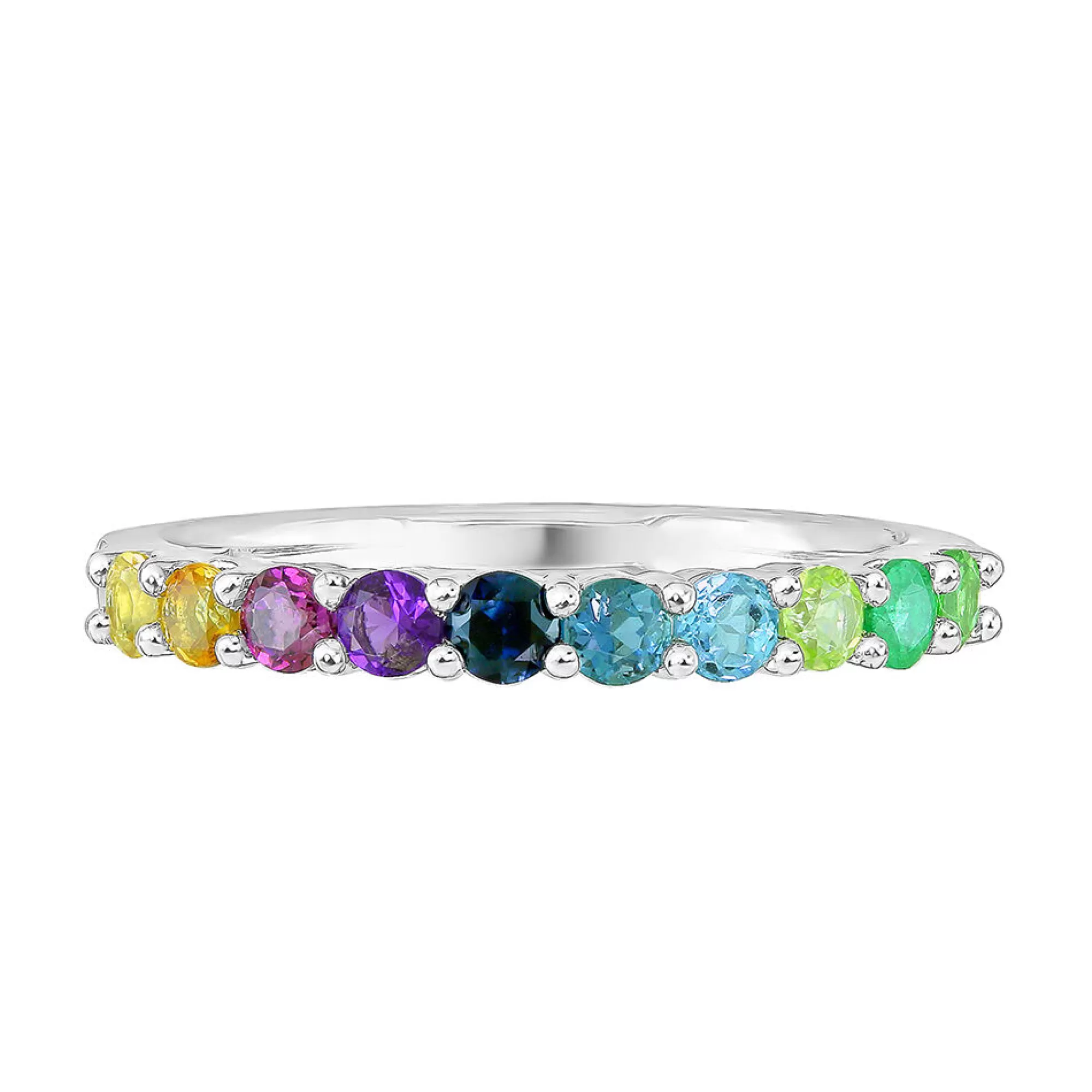 Rings^Layering & Stacking Multi-Gemstone Rainbow Ring In 10K White Gold