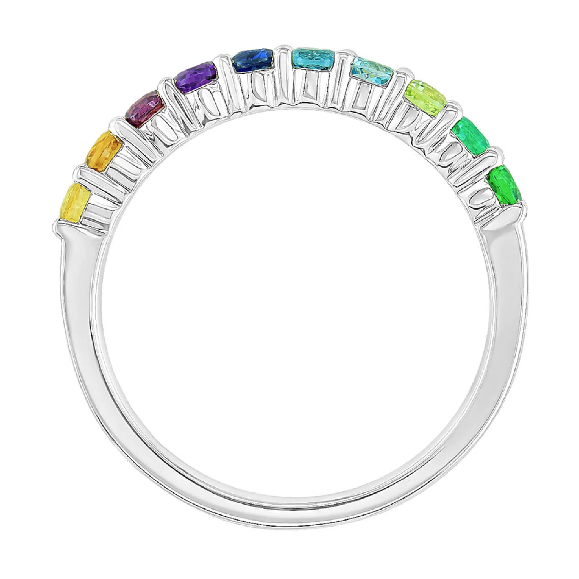 Rings^Layering & Stacking Multi-Gemstone Rainbow Ring In 10K White Gold