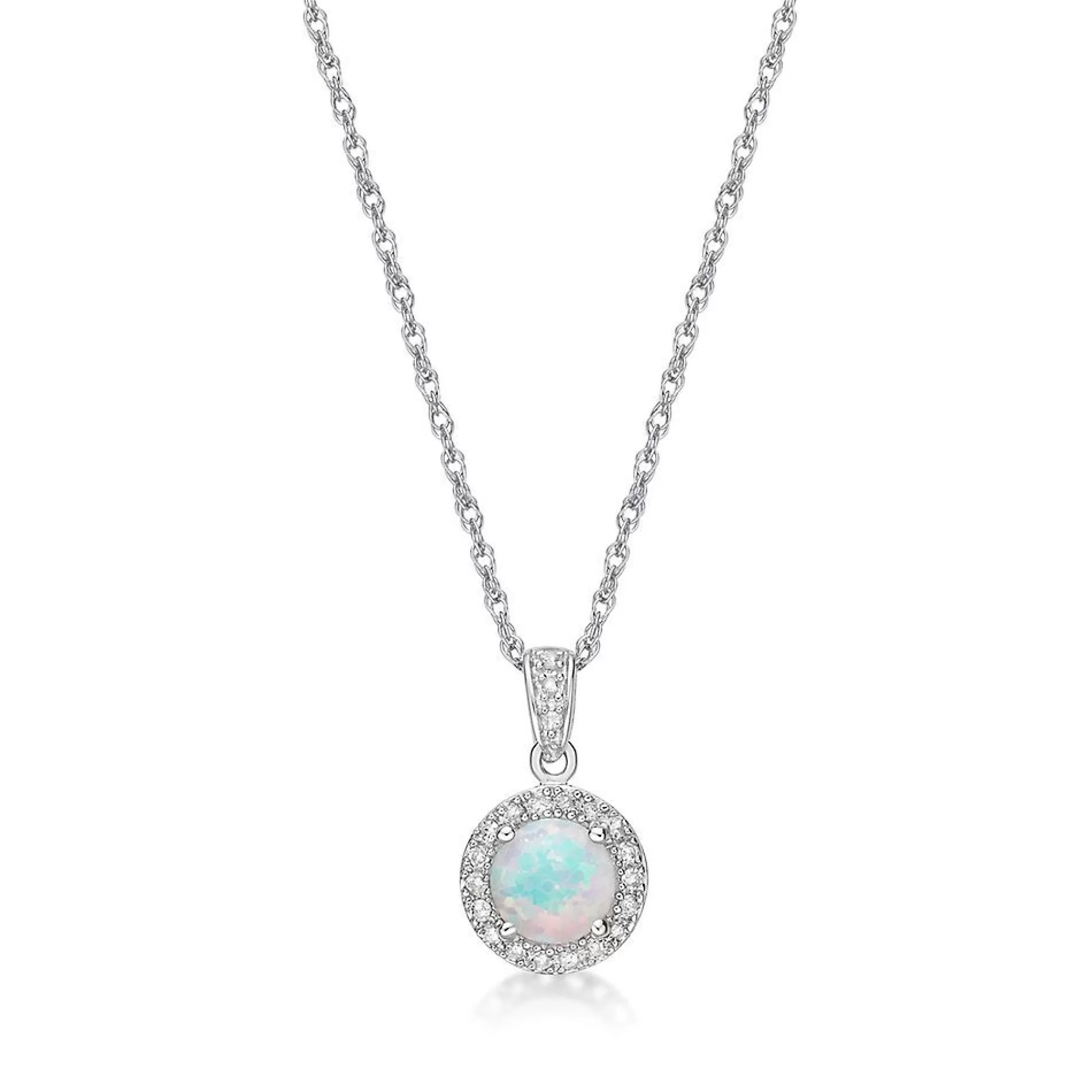 Necklaces & Pendants^* Opal & 1/10 Ct. Tw. Diamond Pendant In Sterling Silver