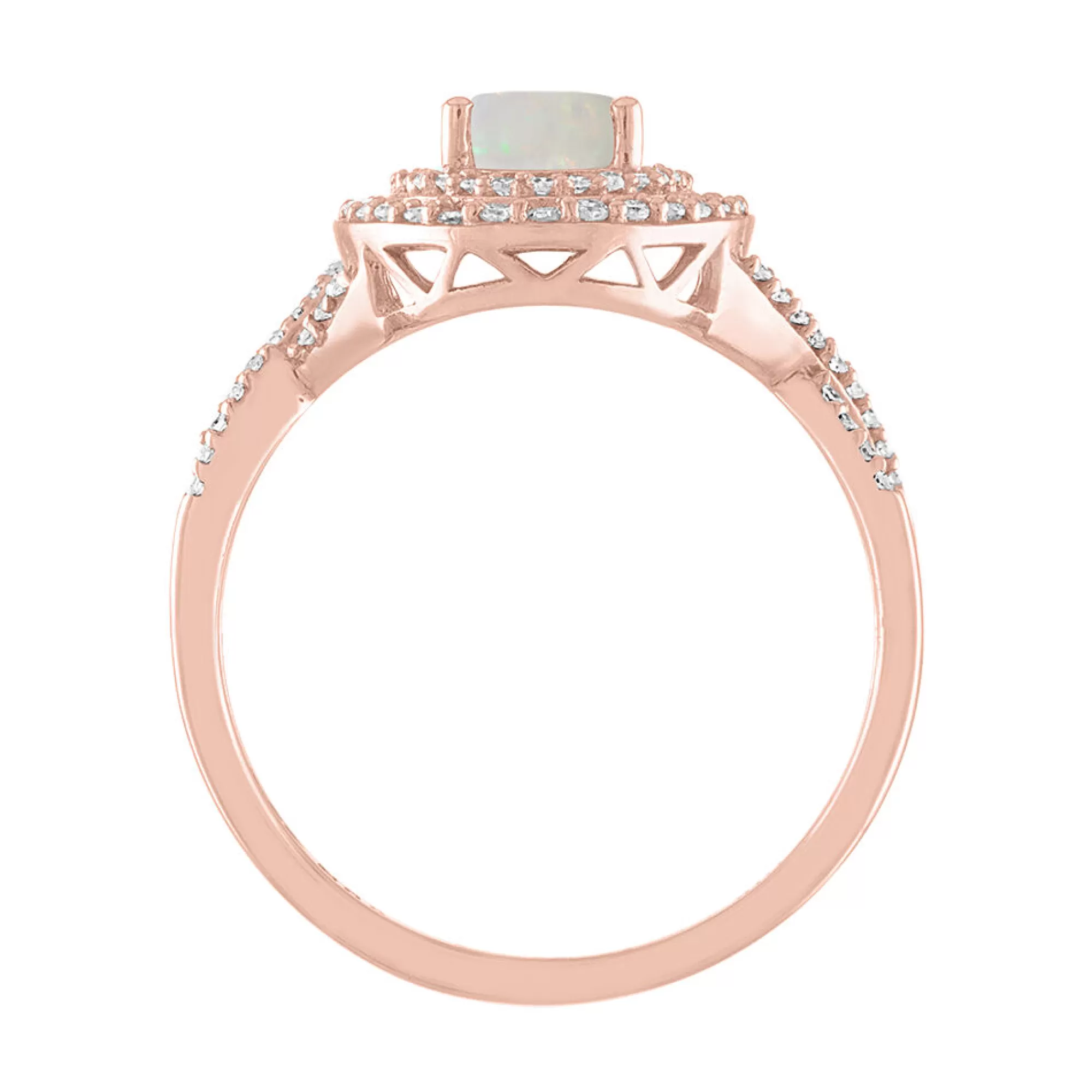 Rings^* Opal & 1/3 Ct. Tw. Diamond Ring In 10K Rose Gold