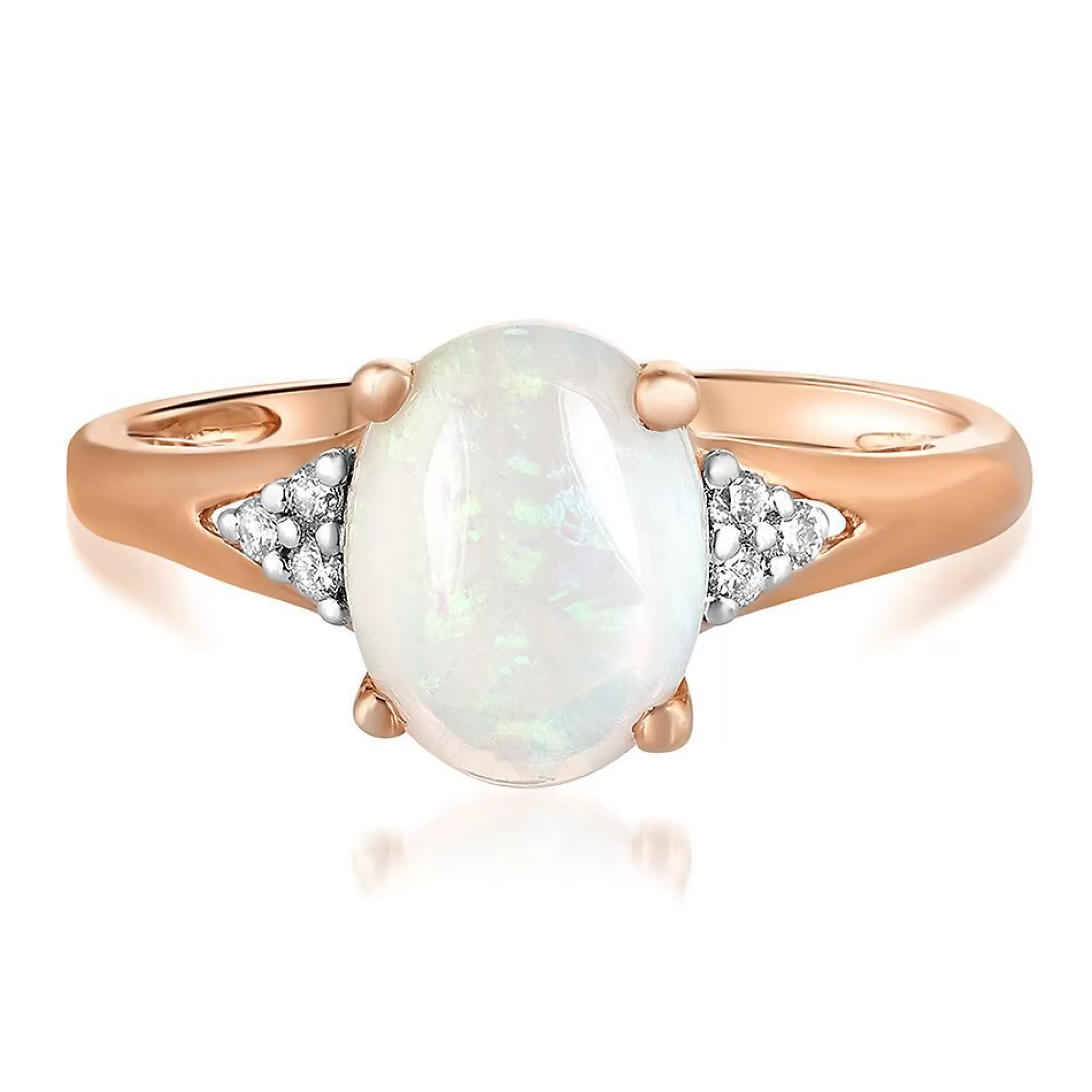 Rings^* Opal & Diamond Ring In 10K Rose Gold