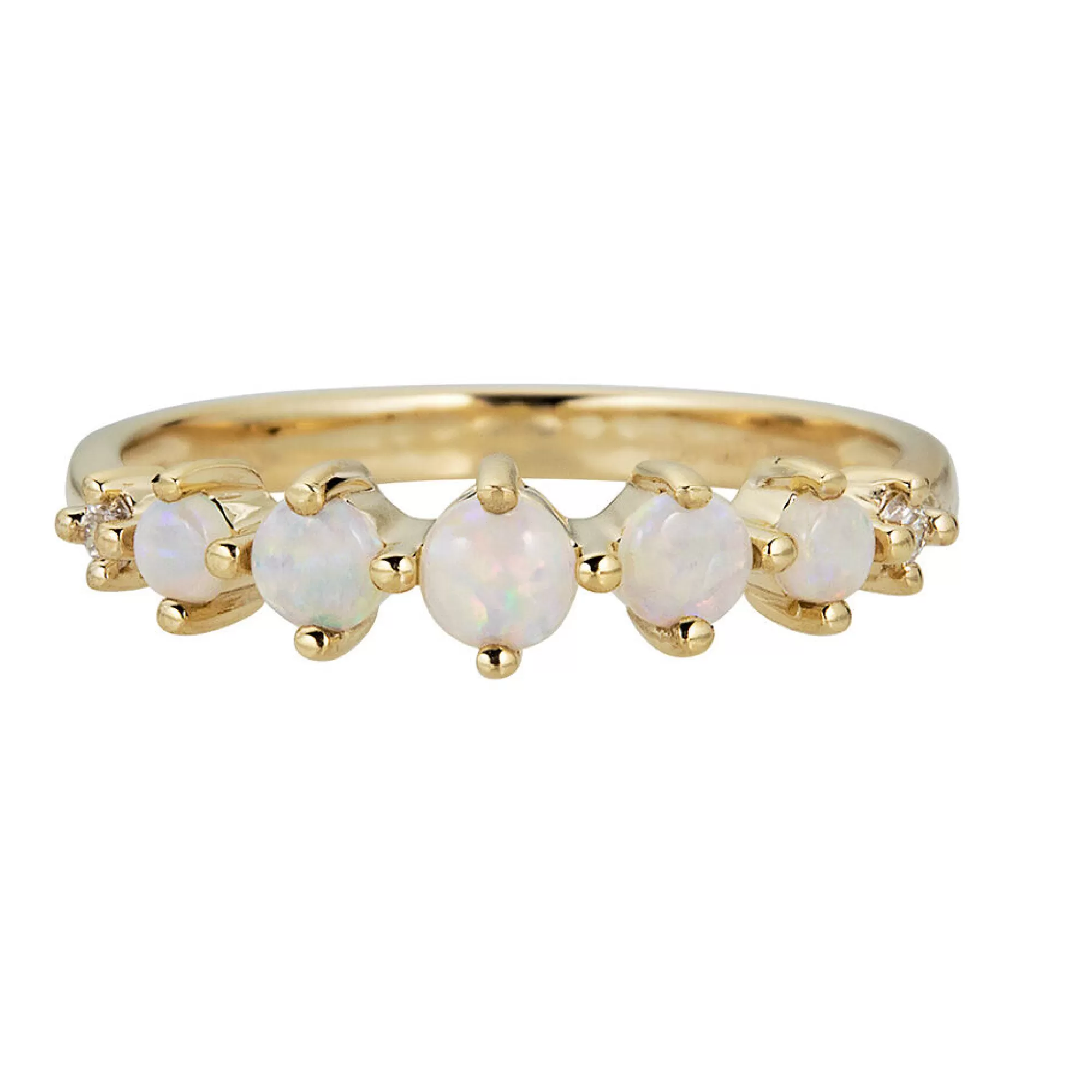 Rings^Layering & Stacking Opal & Diamond Ring In 10K Yellow Gold