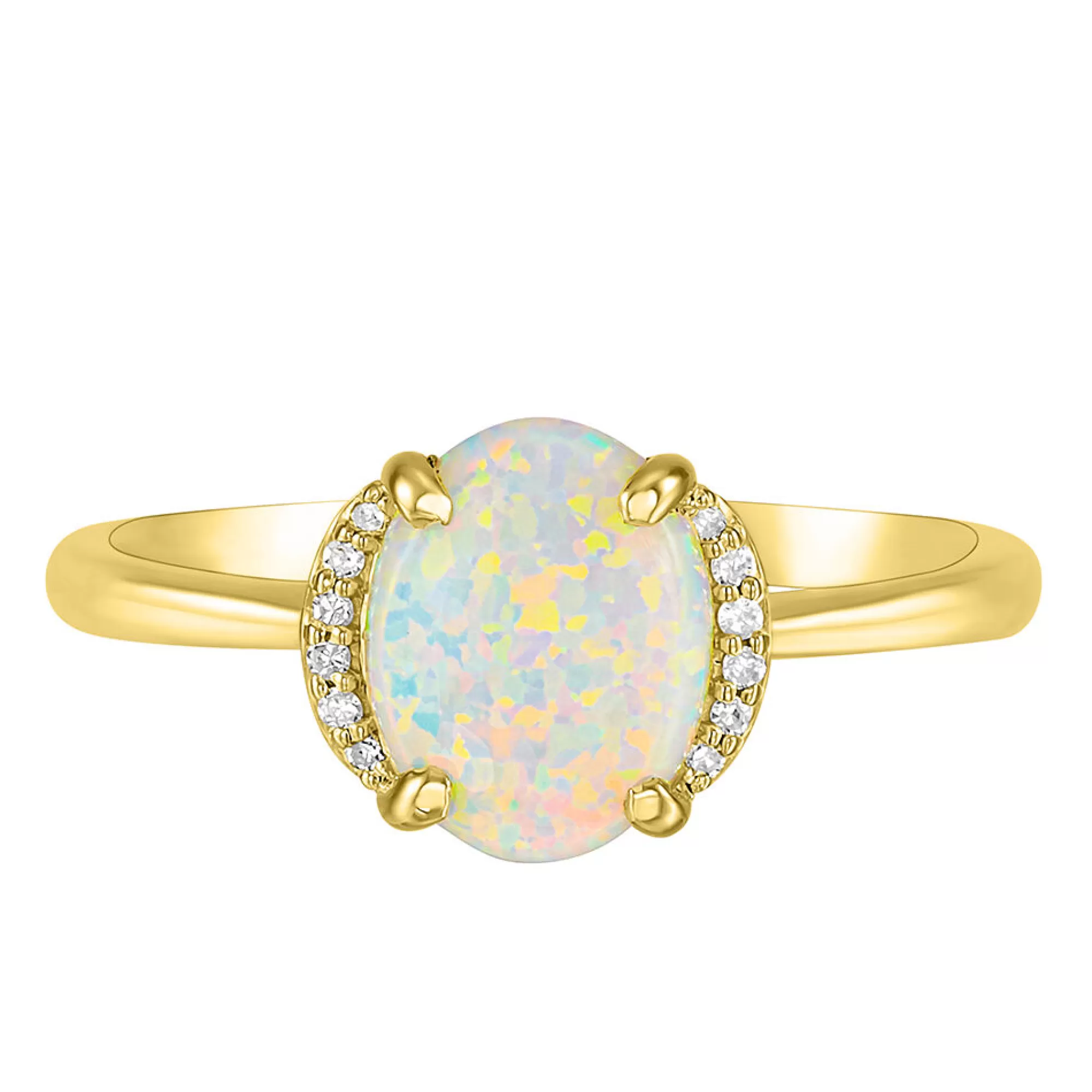 Rings^* Opal & Diamond Ring In 10K Yellow Gold