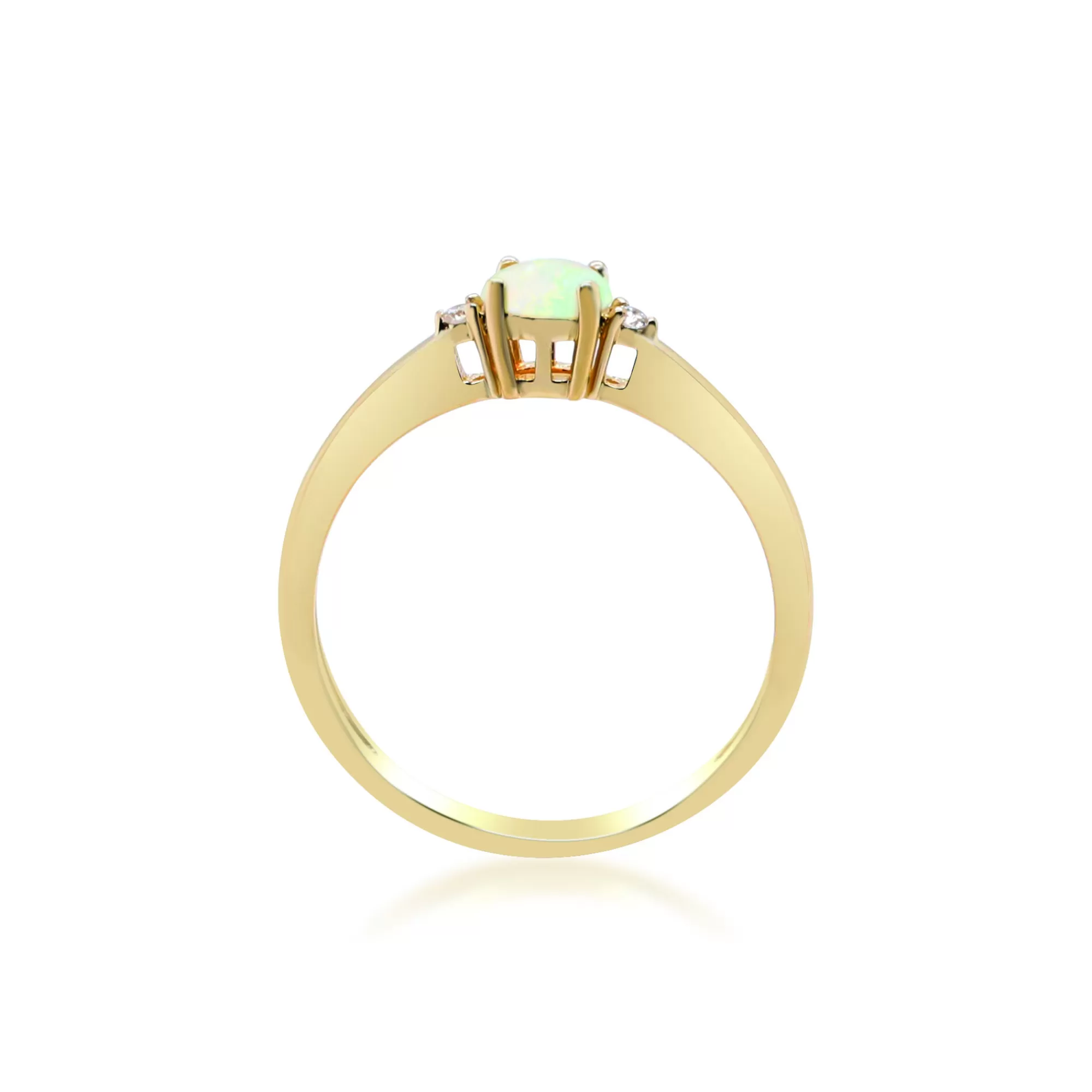 Rings^Layering & Stacking Opal Stacking Ring In 10K Yellow Gold With Diamond Accents