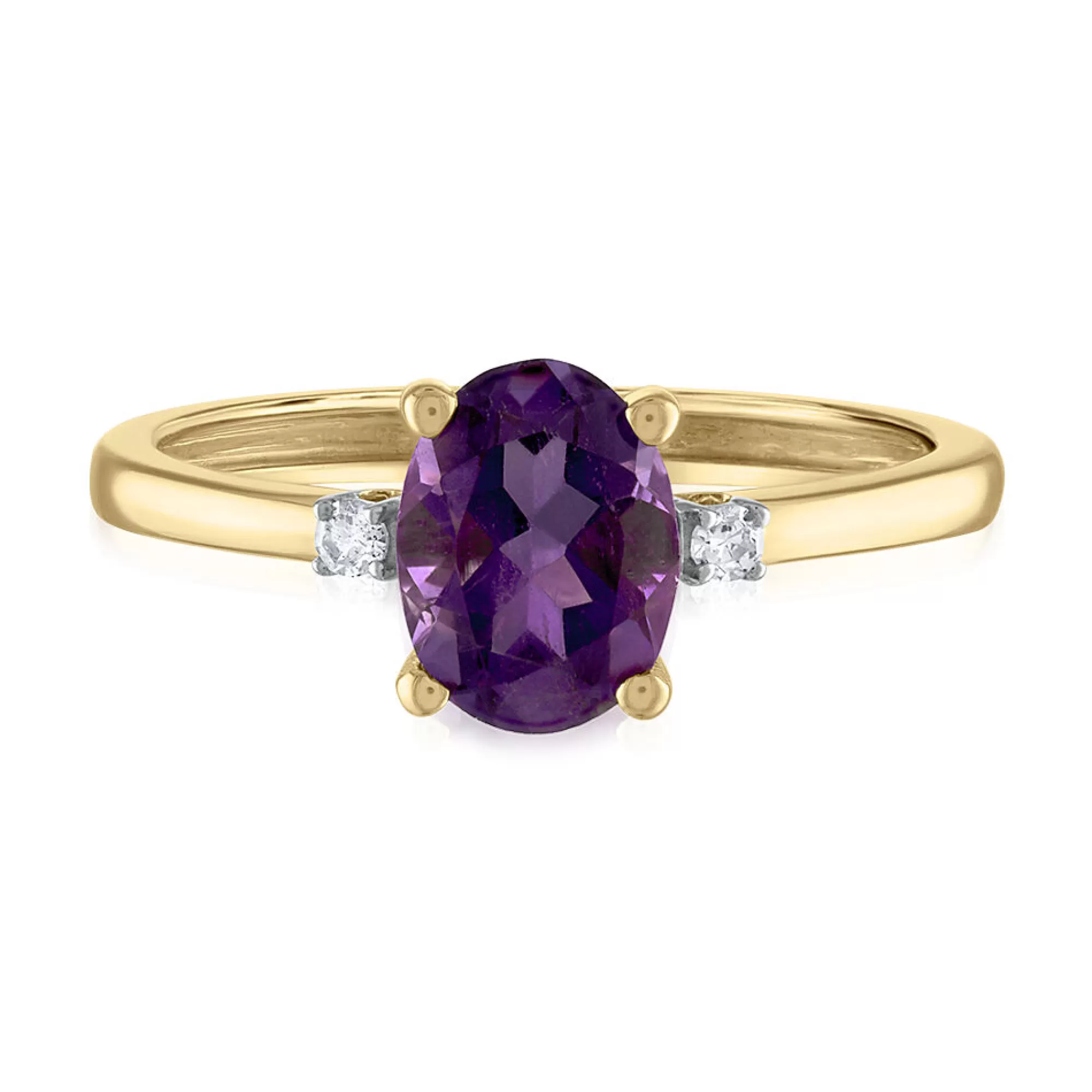 Rings^* Oval Amethyst & Diamond Accent Ring In 14K Yellow Gold