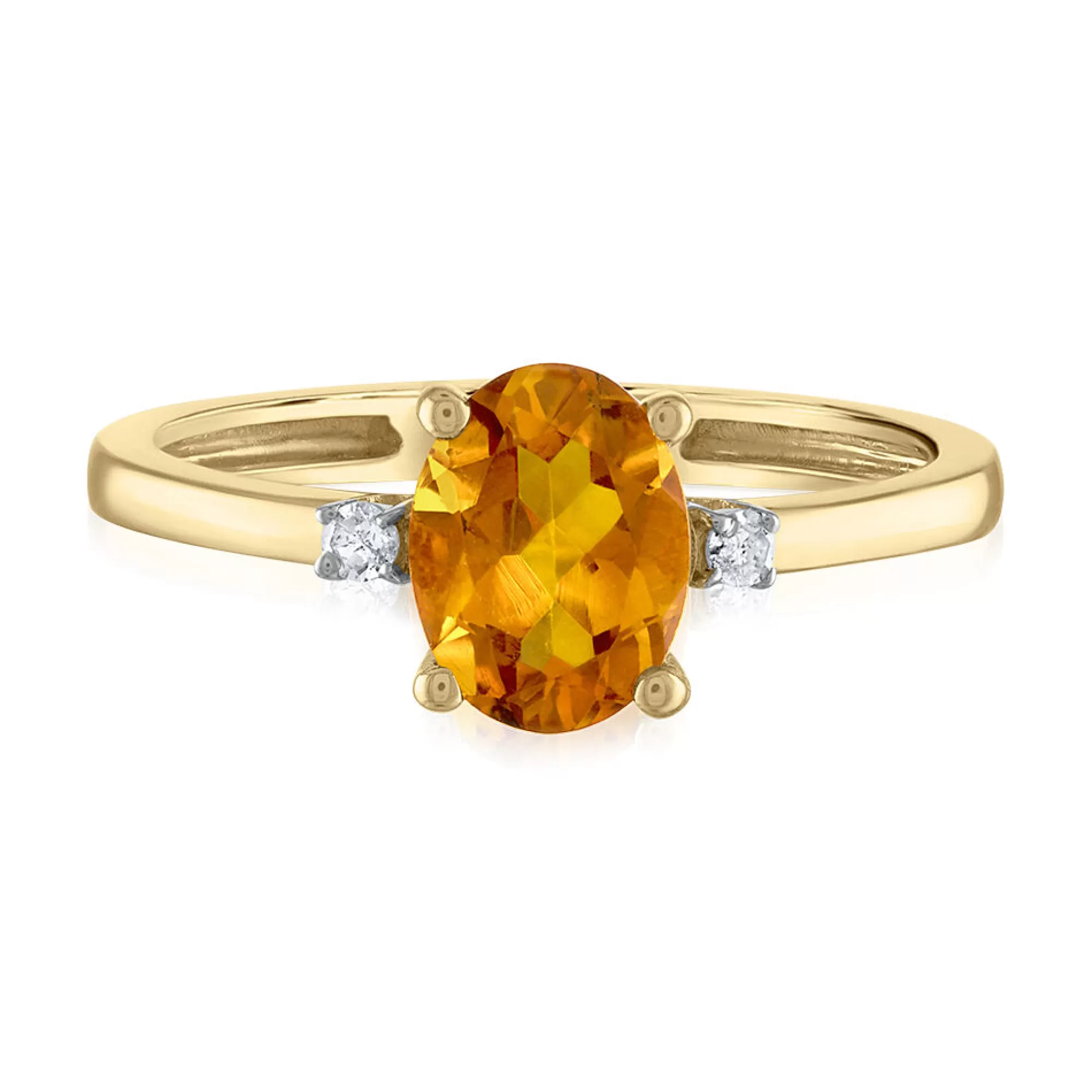 Rings^* Oval Citrine & Diamond Accent Ring In 14K Yellow Gold