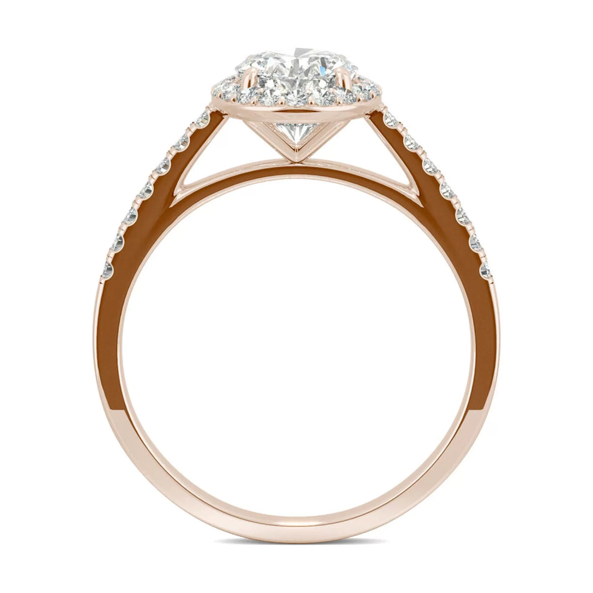 Rings^Charles & Colvard-Forever One™ Oval Moissanite Halo Ring In 14K Rose Gold (1 3/5 Ct. Tw.)
