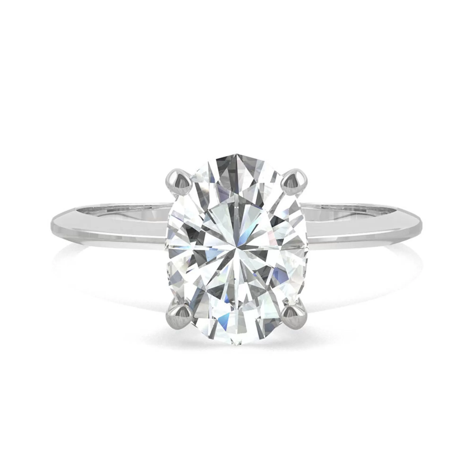 Rings^* Oval Moissanite Ring With Knife-Edge Band In Platinum (2 Ct.)