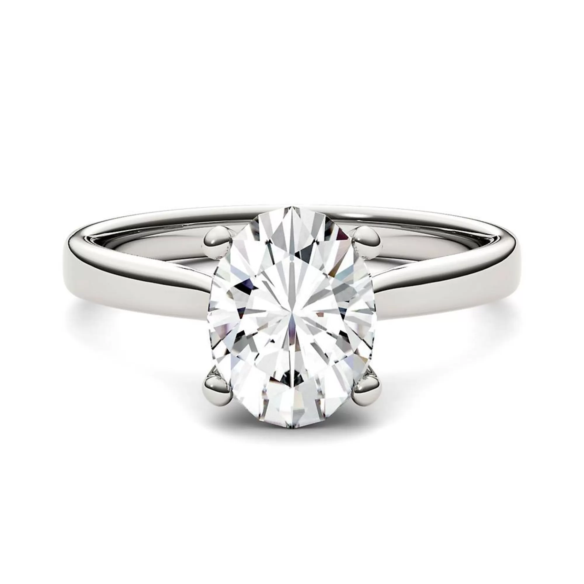 Rings^Charles & Colvard-Forever One™ Oval Moissanite Solitaire Ring In 14K White Gold (2 Ct.)