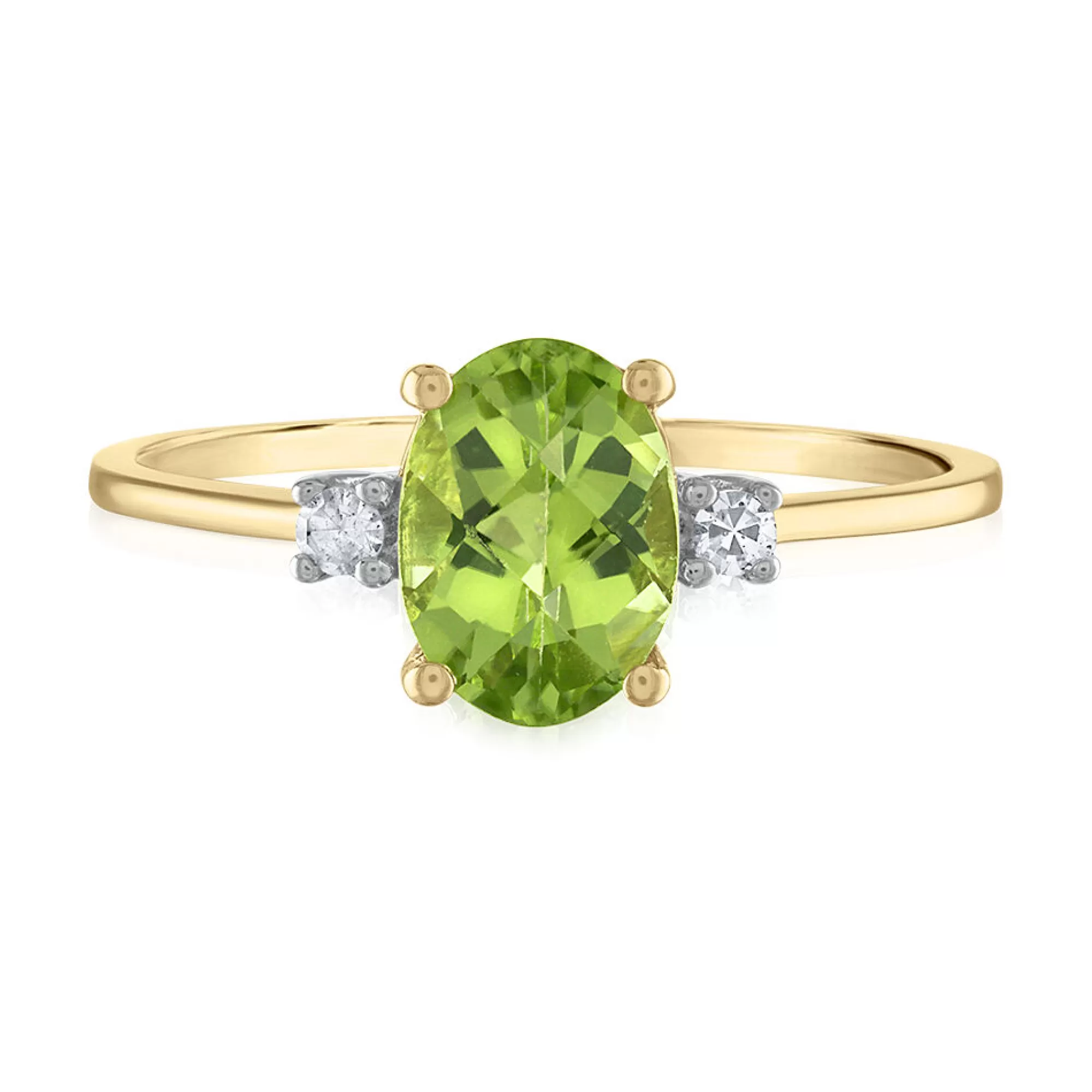 Rings^* Oval Peridot & Diamond Accent Ring In 14K Yellow Gold