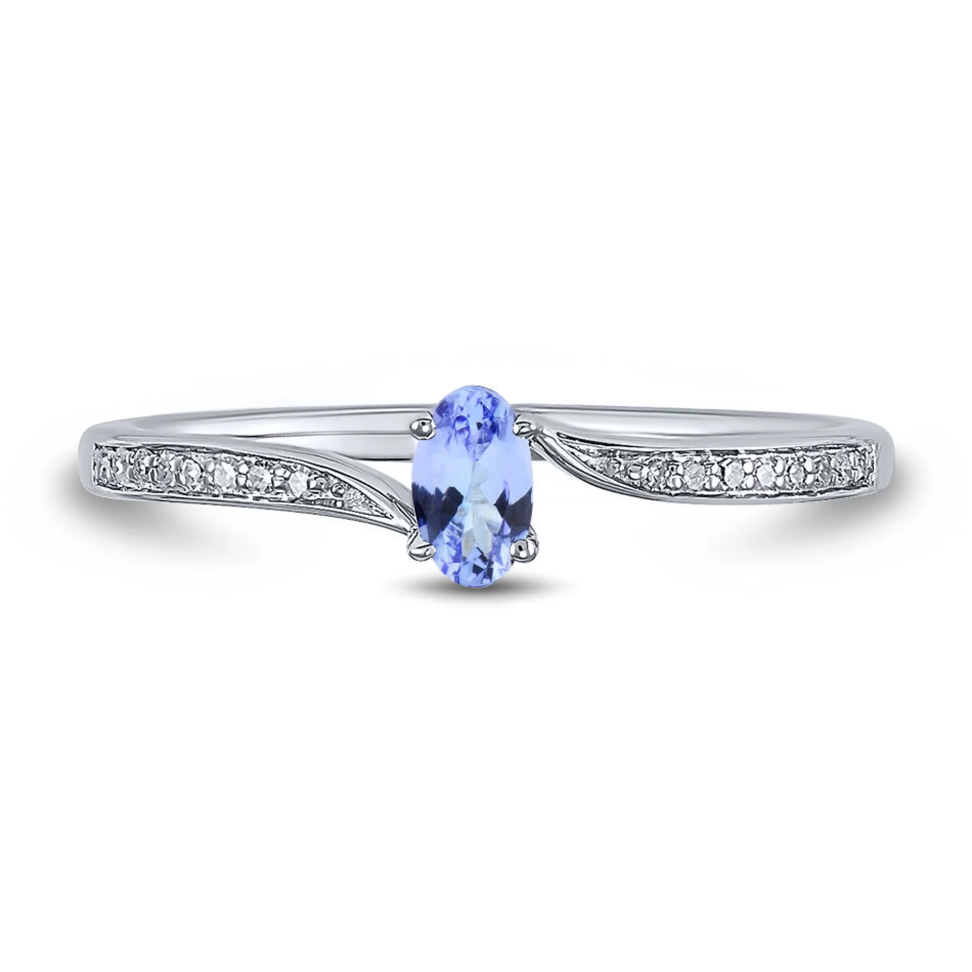 Rings^* Oval Tanzanite & Diamond Ring In 10K White Gold