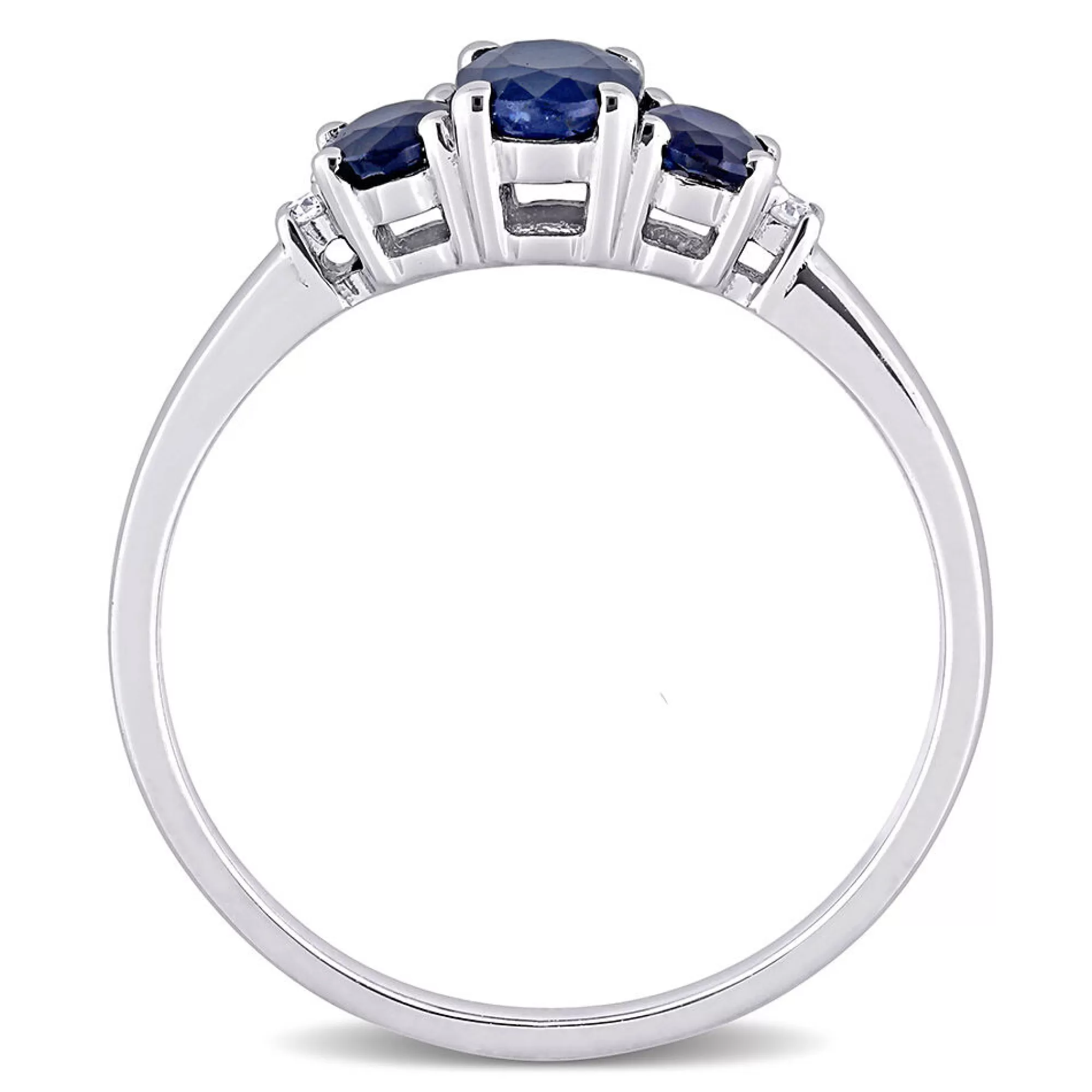 Rings^* Oval Three-Stone Blue Sapphire Ring In 10K White Gold