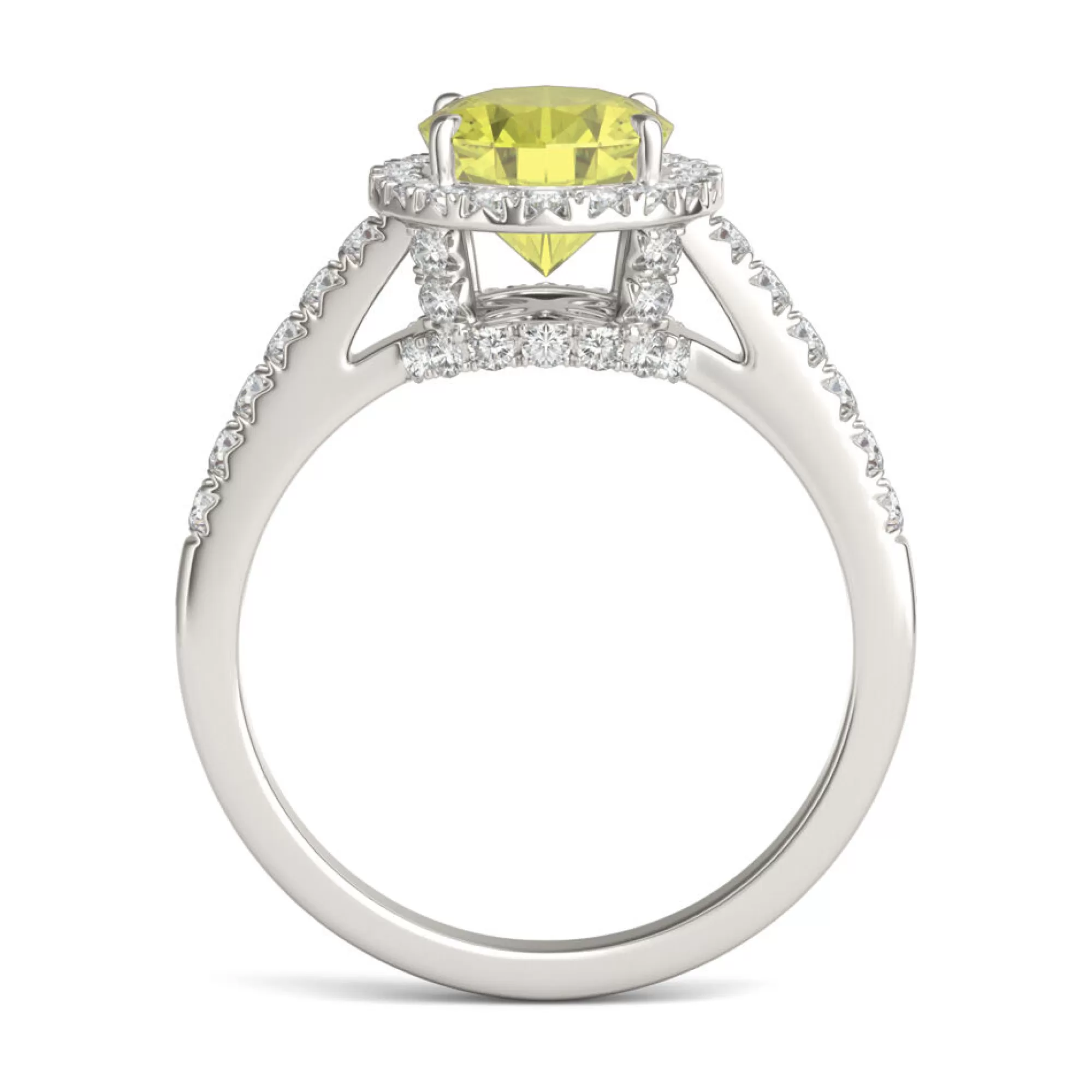 Rings^Charles & Colvard-Forever One™ Oval Yellow Moissanite Halo Ring In 14K White Gold