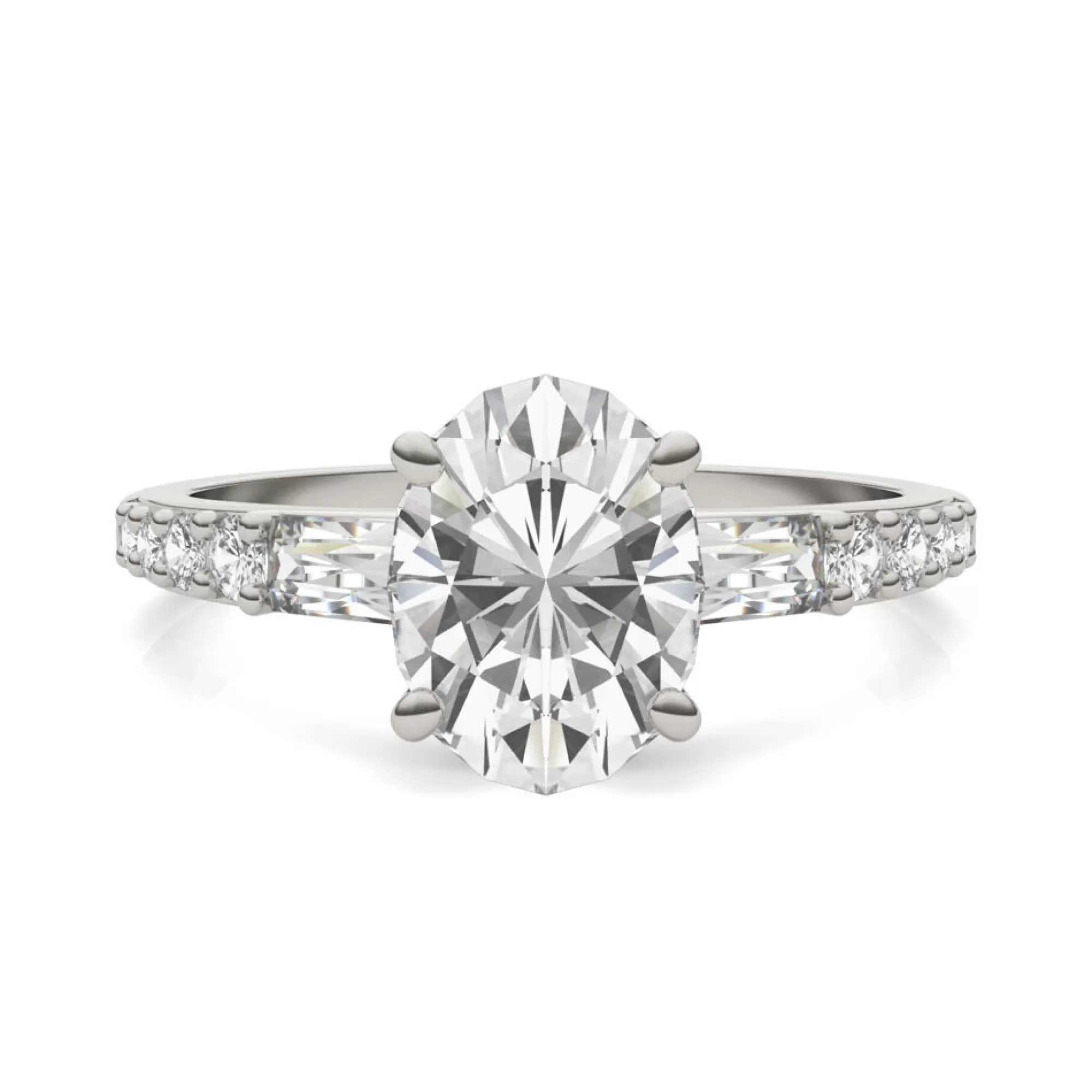 Rings^Charles & Colvard-Forever One™ Oval-Shaped Lab Created Moissanite Engagement Ring In 14K White Gold
