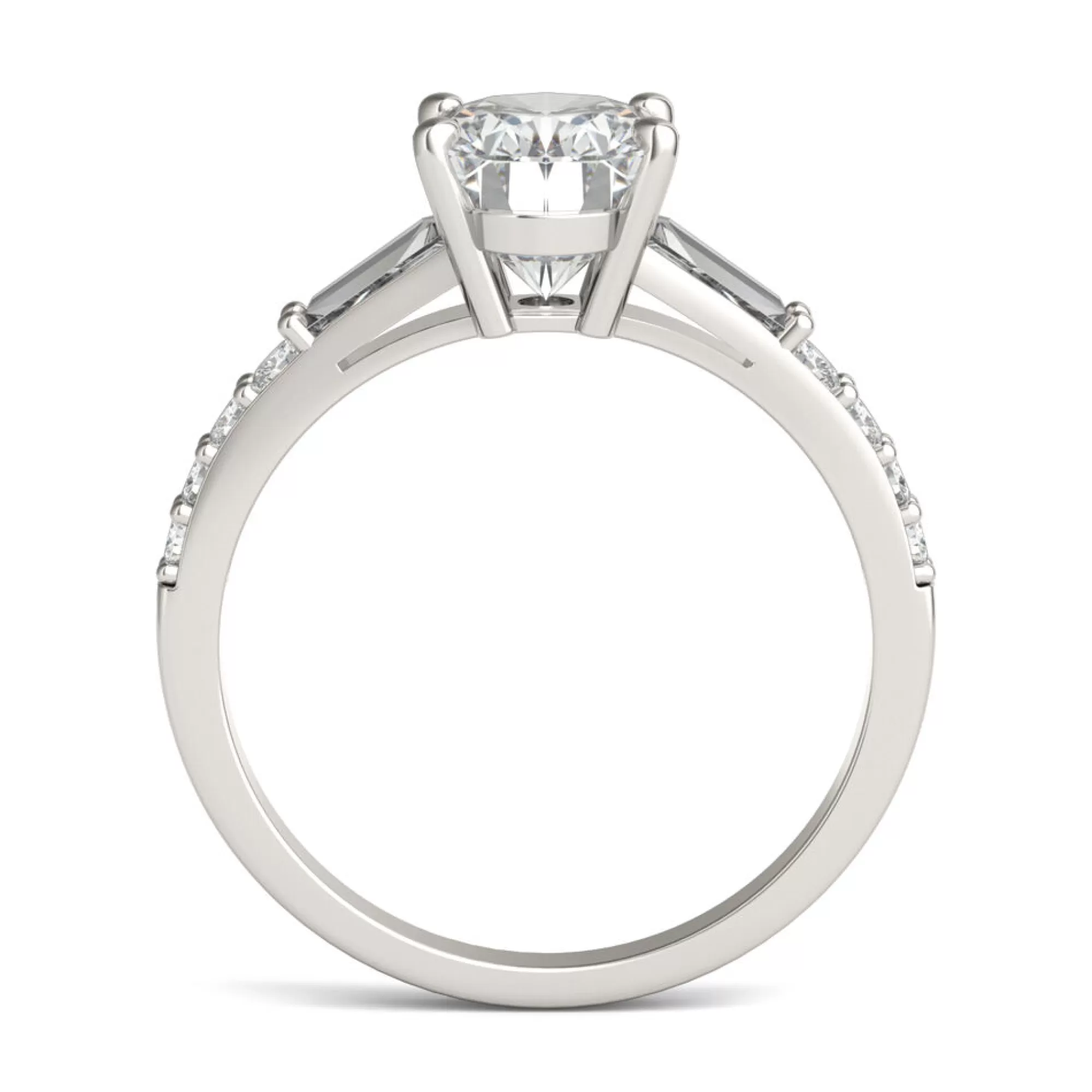 Rings^Charles & Colvard-Forever One™ Oval-Shaped Lab Created Moissanite Engagement Ring In 14K White Gold