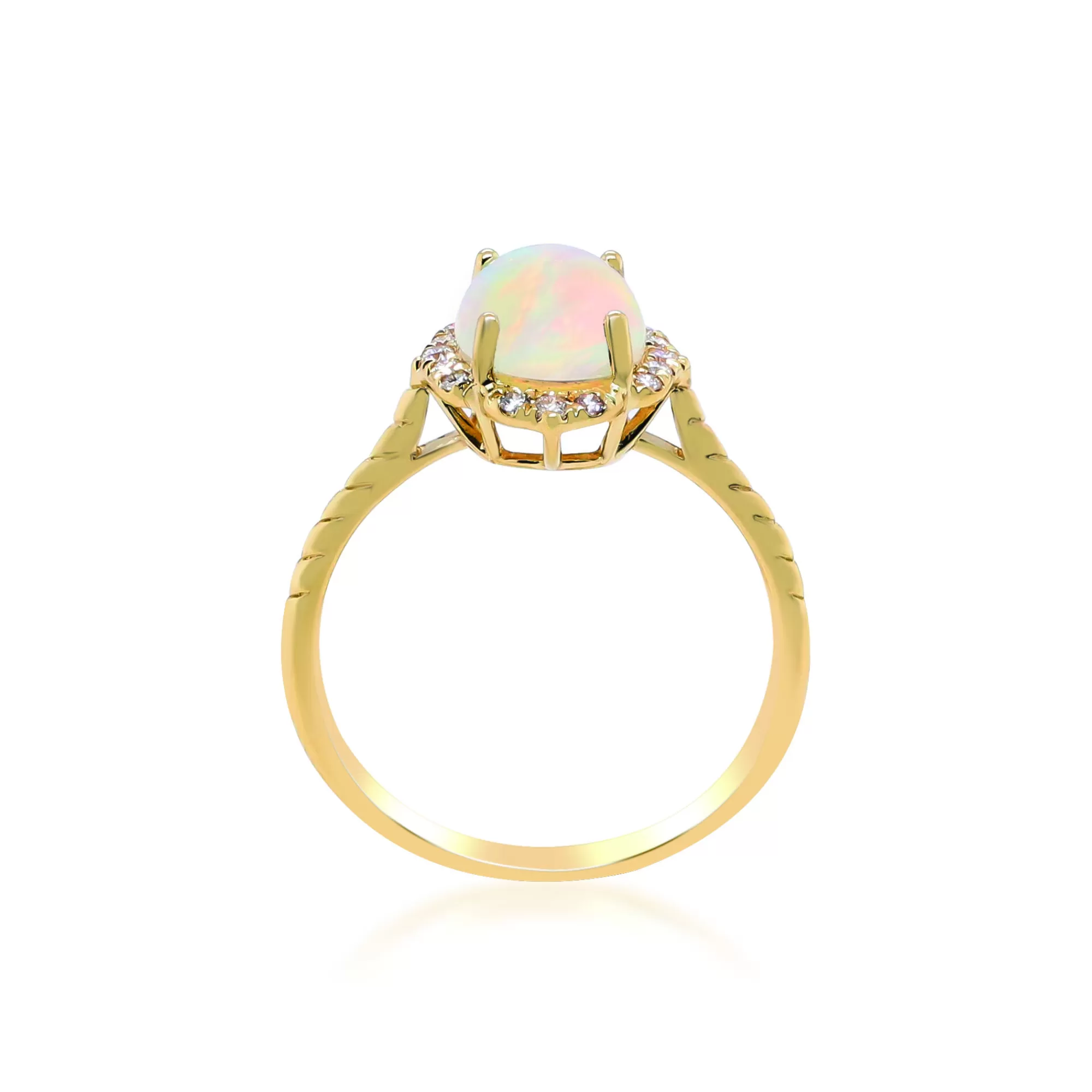 Rings^* Oval-Shaped Opal And Diamond Ring In 10K Yellow Gold