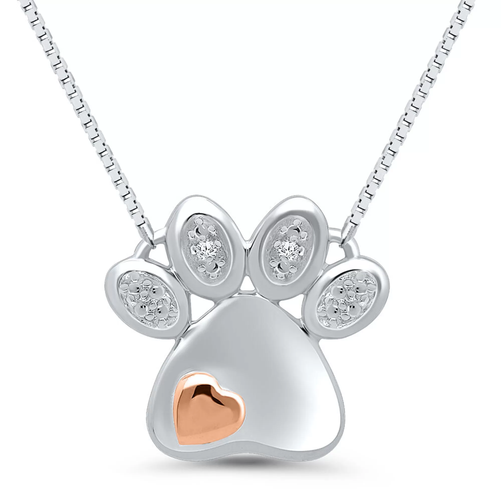 Necklaces & Pendants^I Am Loved Paw Print Pendant With Diamond Accents In Sterling Silver