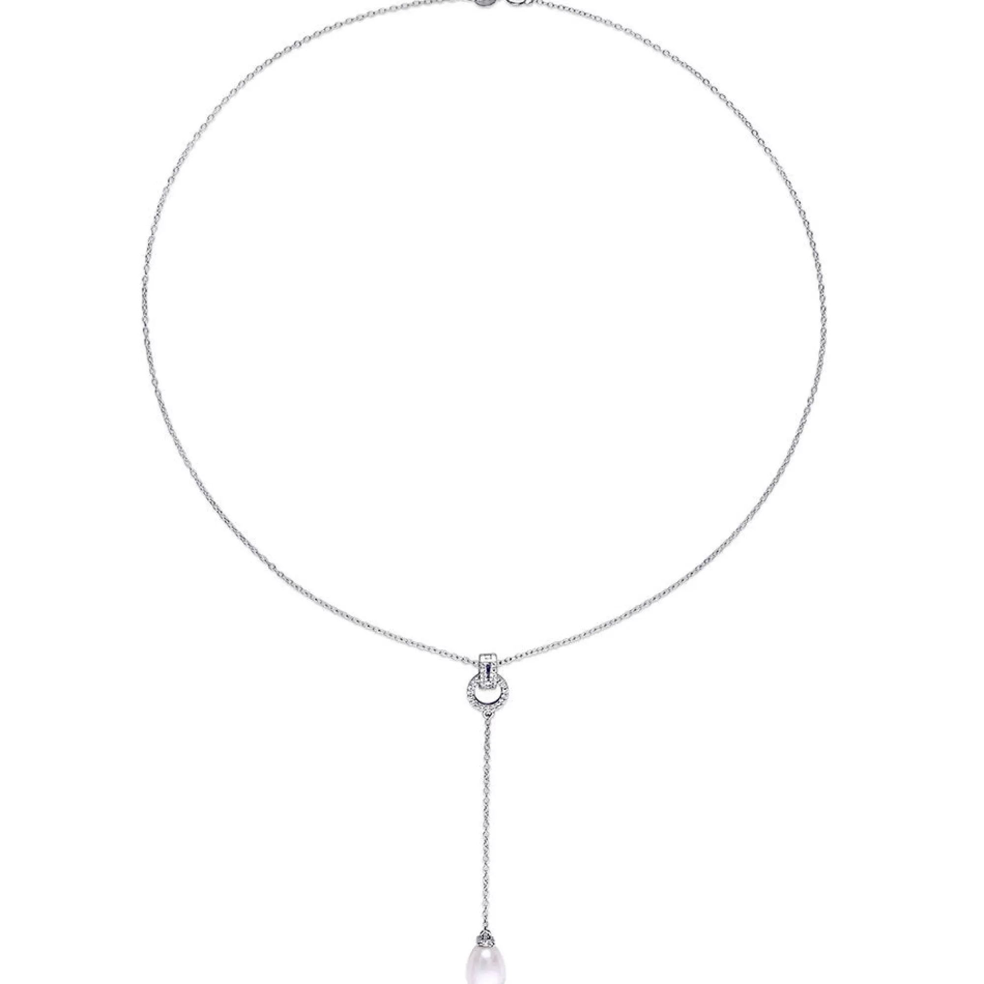 Necklaces & Pendants^* Pearl Drop Necklace With White Topaz In Sterling Silver