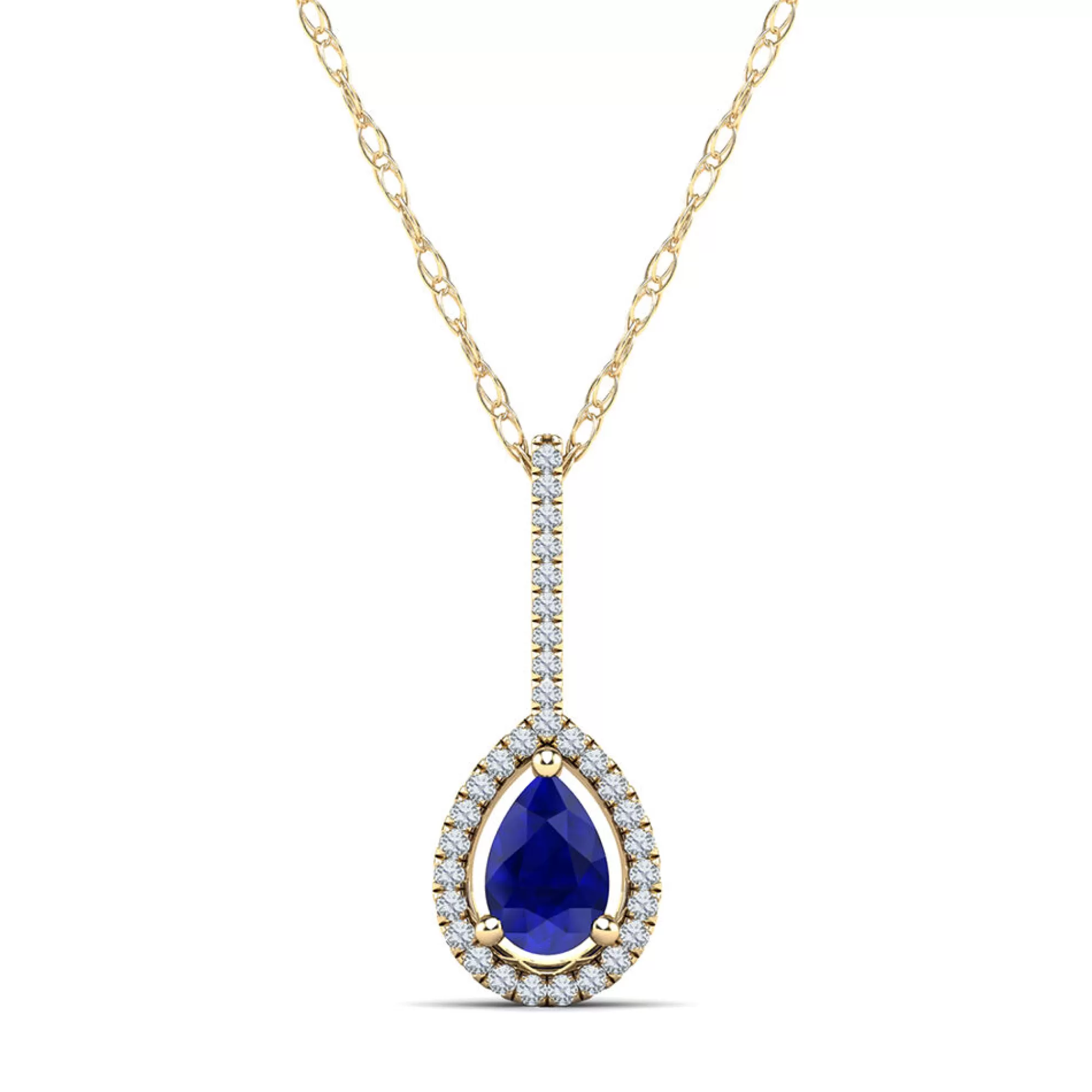 Necklaces & Pendants^* Pear-Shaped Blue Sapphire & Diamond Pendant In 14K Yellow Gold