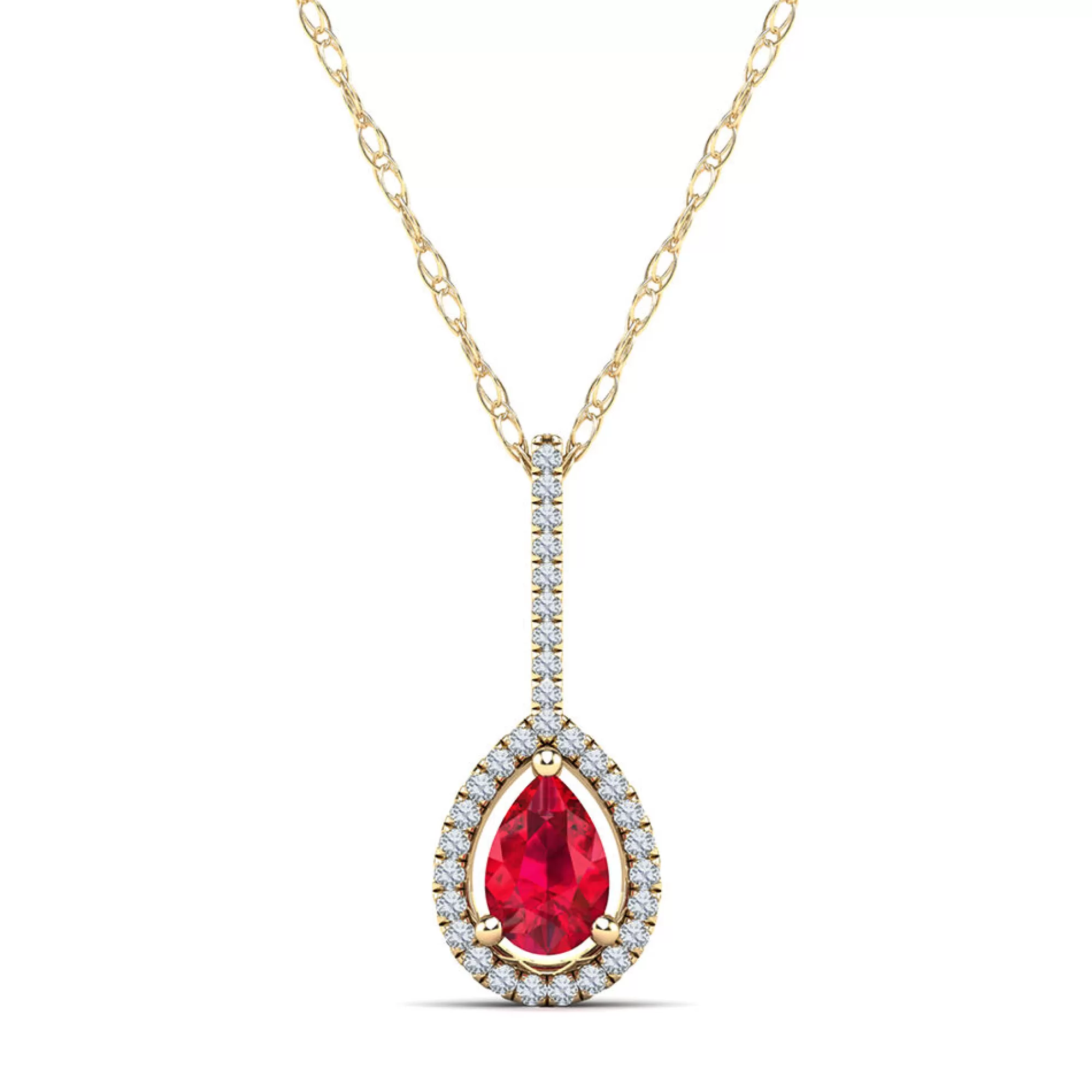 Necklaces & Pendants^* Pear-Shaped Ruby & Diamond Pendant In 14K Yellow Gold