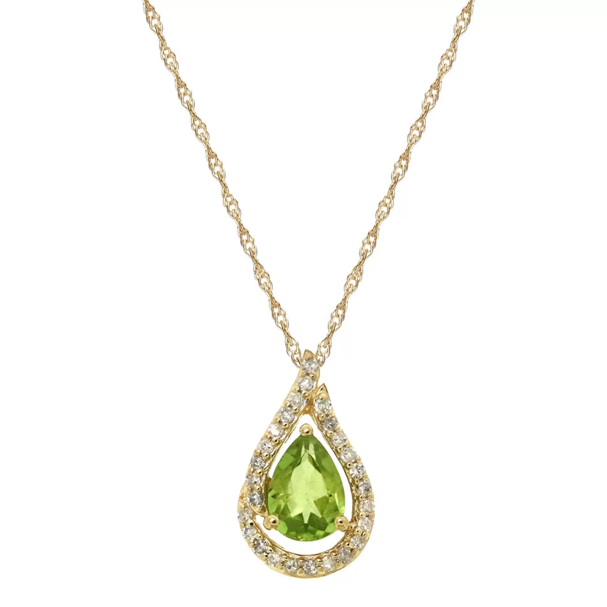 Necklaces & Pendants^* Peridot & 1/8 Ct. Tw. Diamond Pendant In 10K Yellow Gold