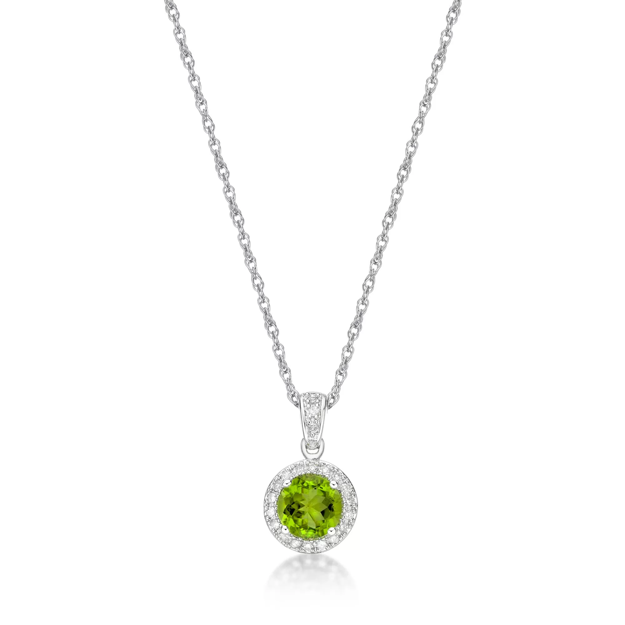 Necklaces & Pendants^* Peridot & 1/10 Ct. Tw. Diamond Pendant In Sterling Silver