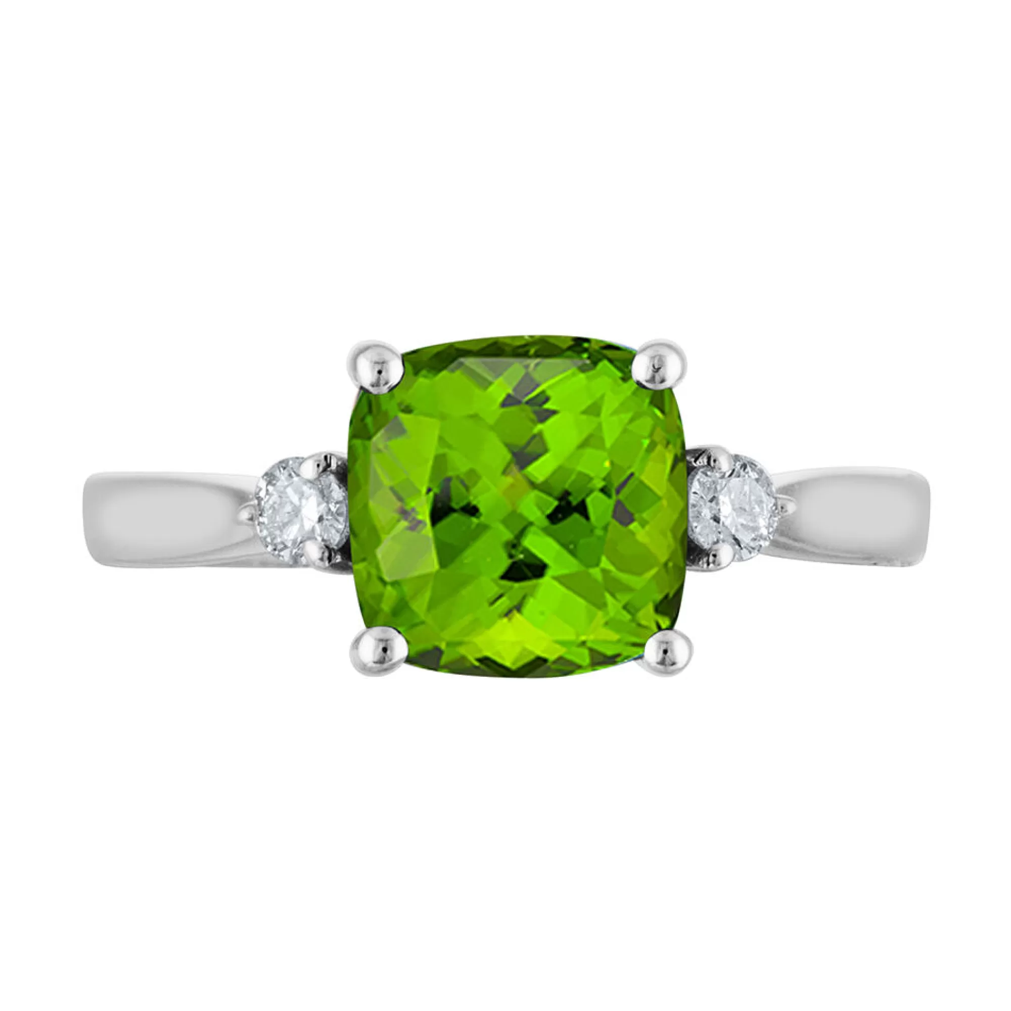 Rings^* Peridot & 1/10 Ct. Tw. Diamond Ring In 10K White Gold