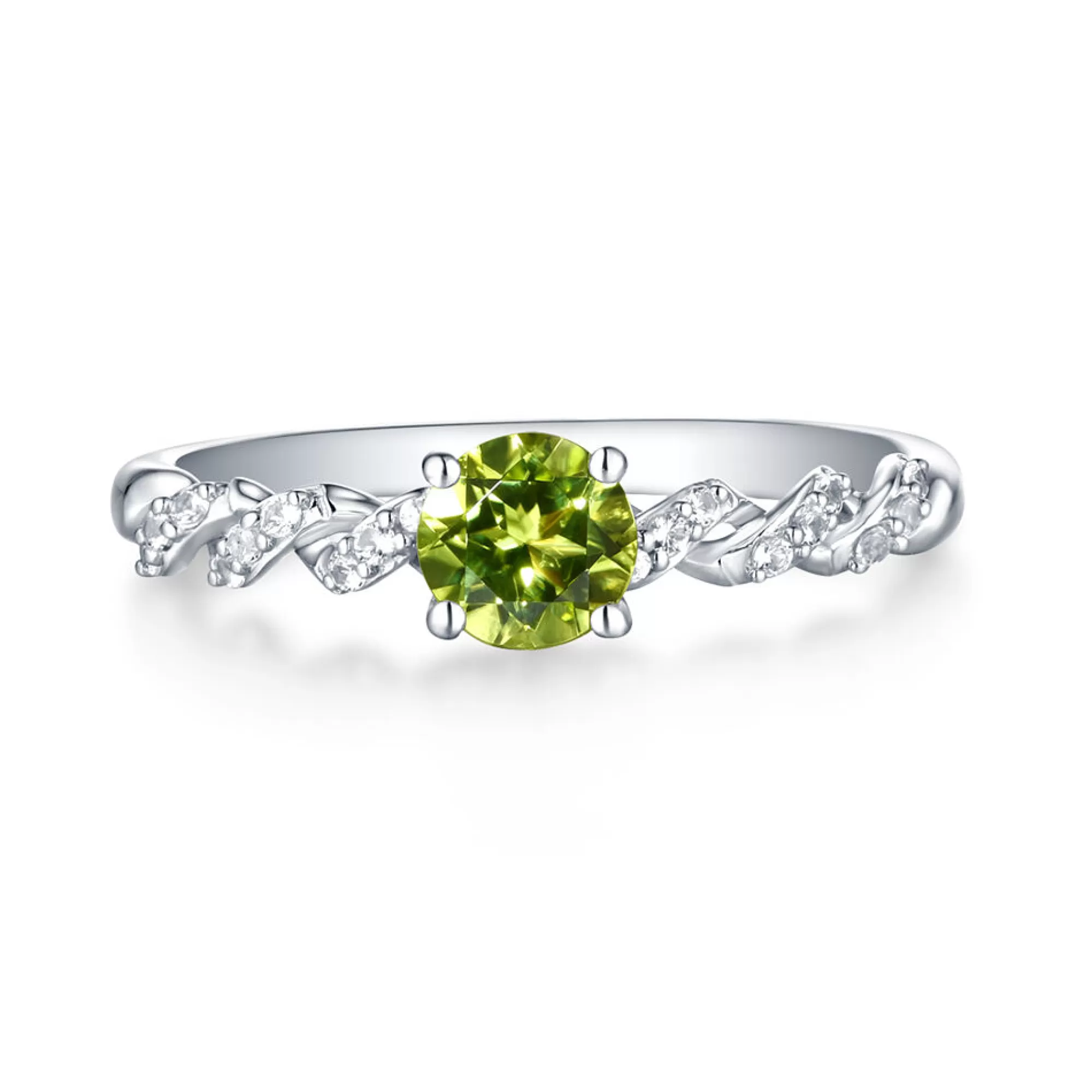 Rings^Layering & Stacking Peridot & White Sapphire Twist Ring In Sterling Silver