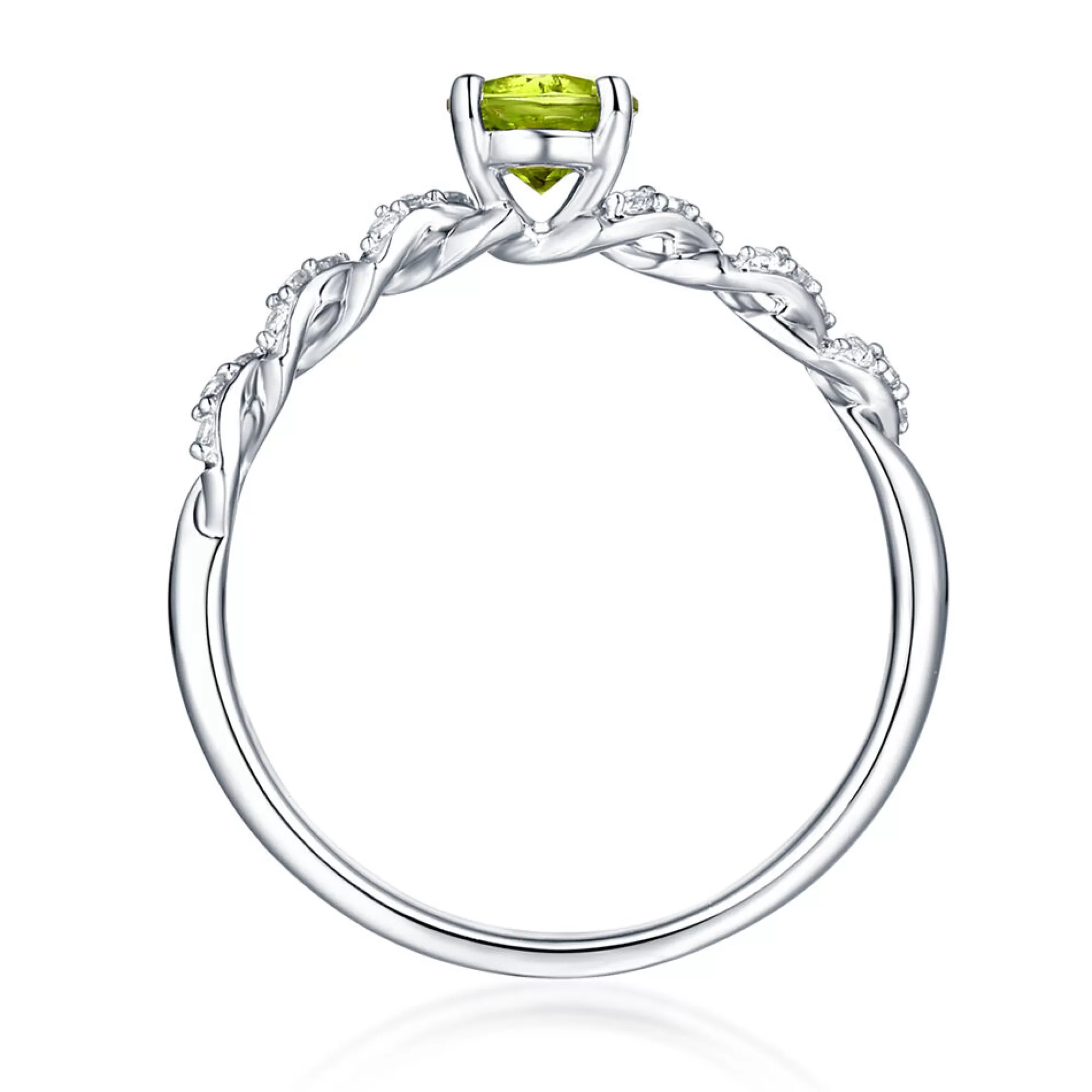 Rings^Layering & Stacking Peridot & White Sapphire Twist Ring In Sterling Silver