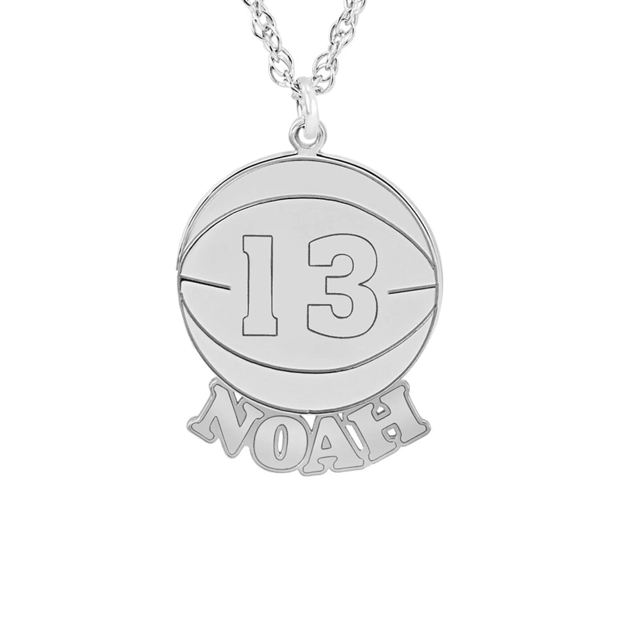 Necklaces & Pendants^* Personalized Nameplate Basketball Pendant In Sterling Silver