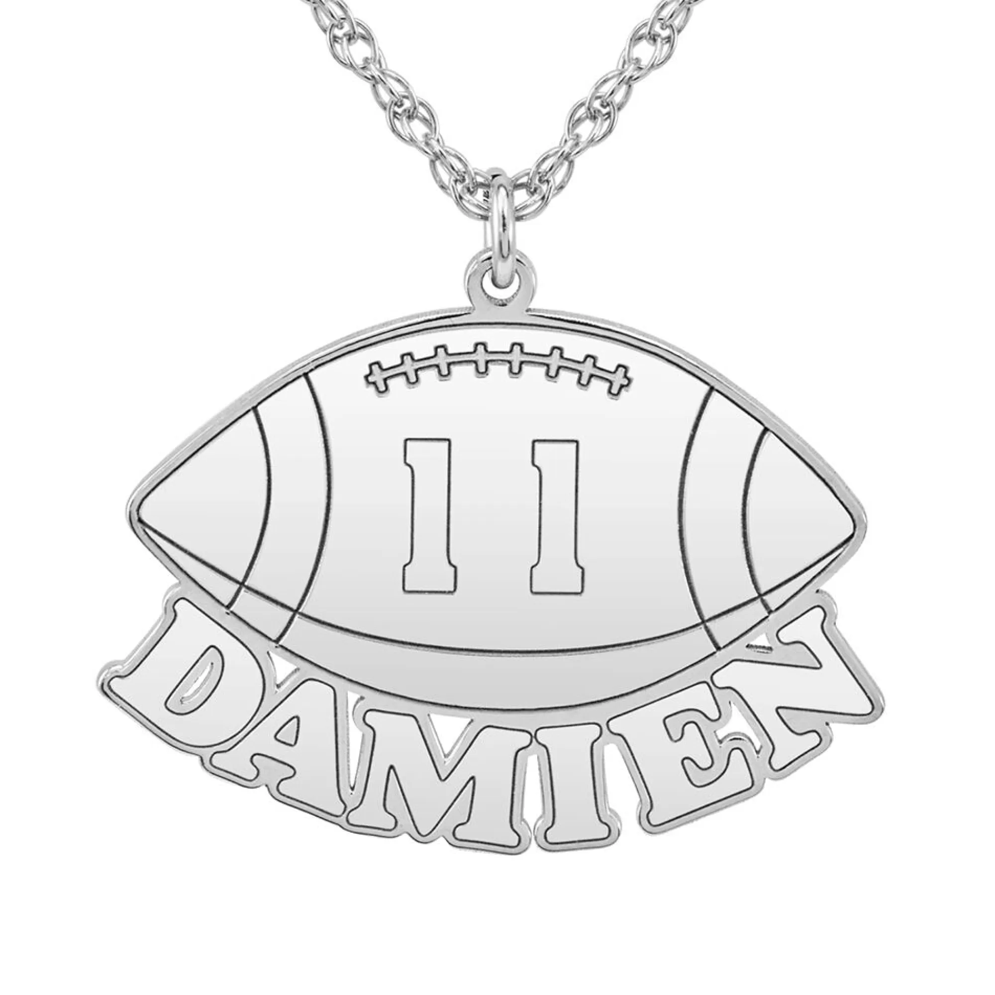 Necklaces & Pendants^* Personalized Nameplate Football Pendant In Sterling Silver