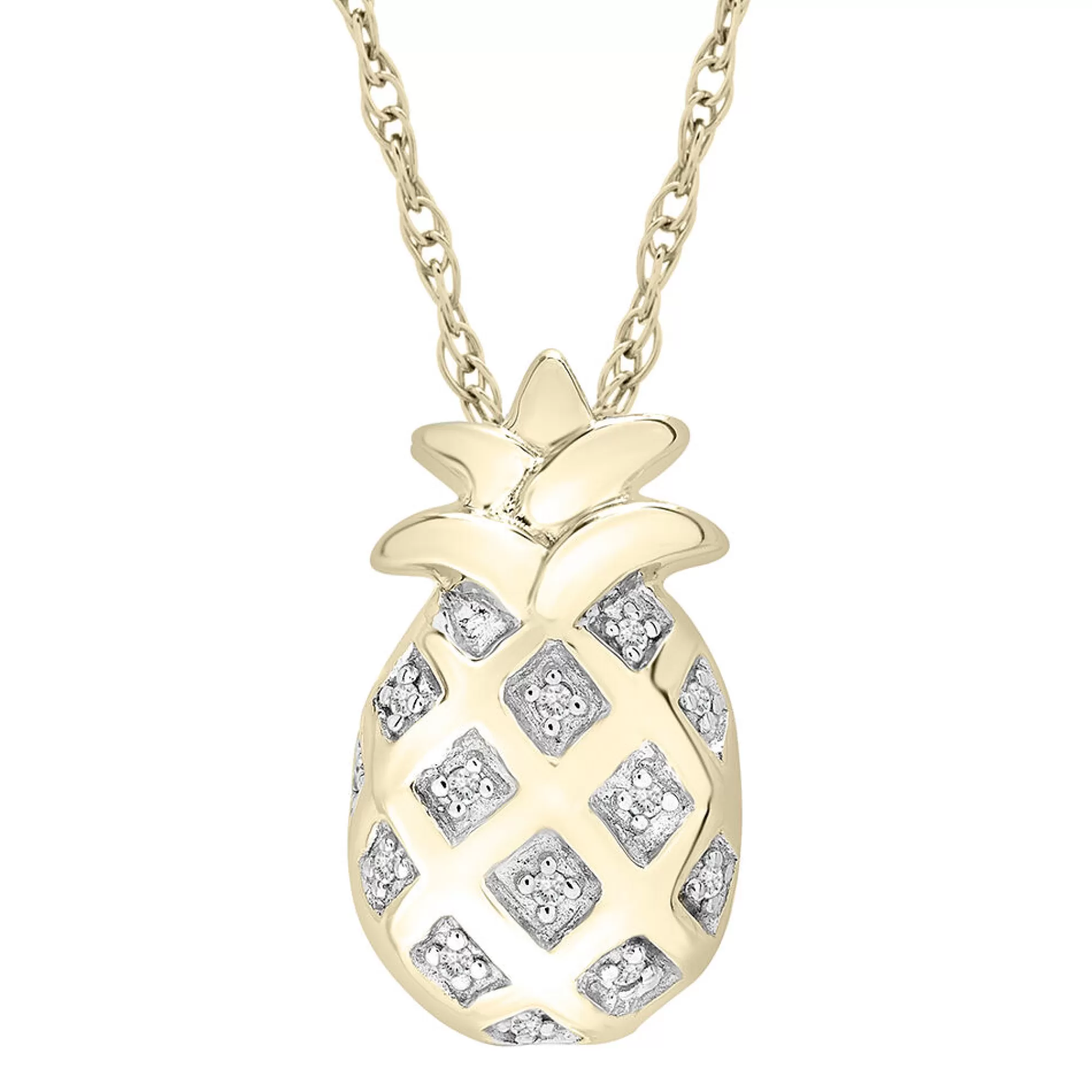 Necklaces & Pendants^* Pineapple Pendant With Diamond Accents In 10K Yellow Gold