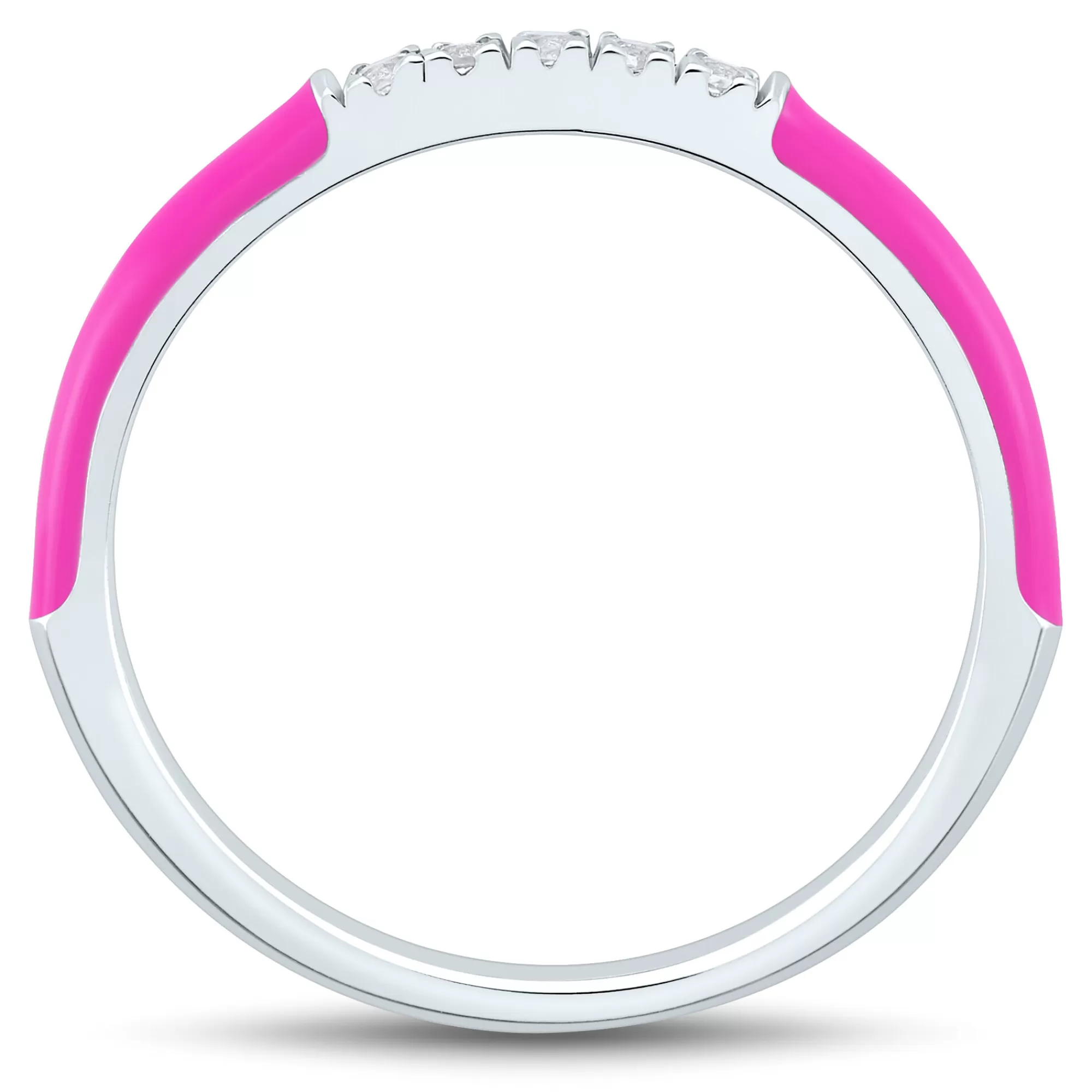 Rings^Layering & Stacking Pink Enamel And Lab Created White Sapphire Stack Ring In Sterling Silver