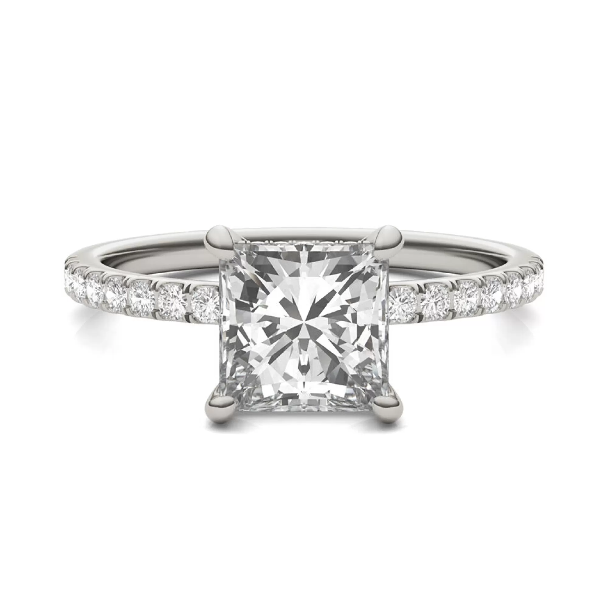 Rings^Charles & Colvard-Forever One™ Princess-Cut Moissanite Ring In 14K White Gold (1 3/4 Ct. Tw.)