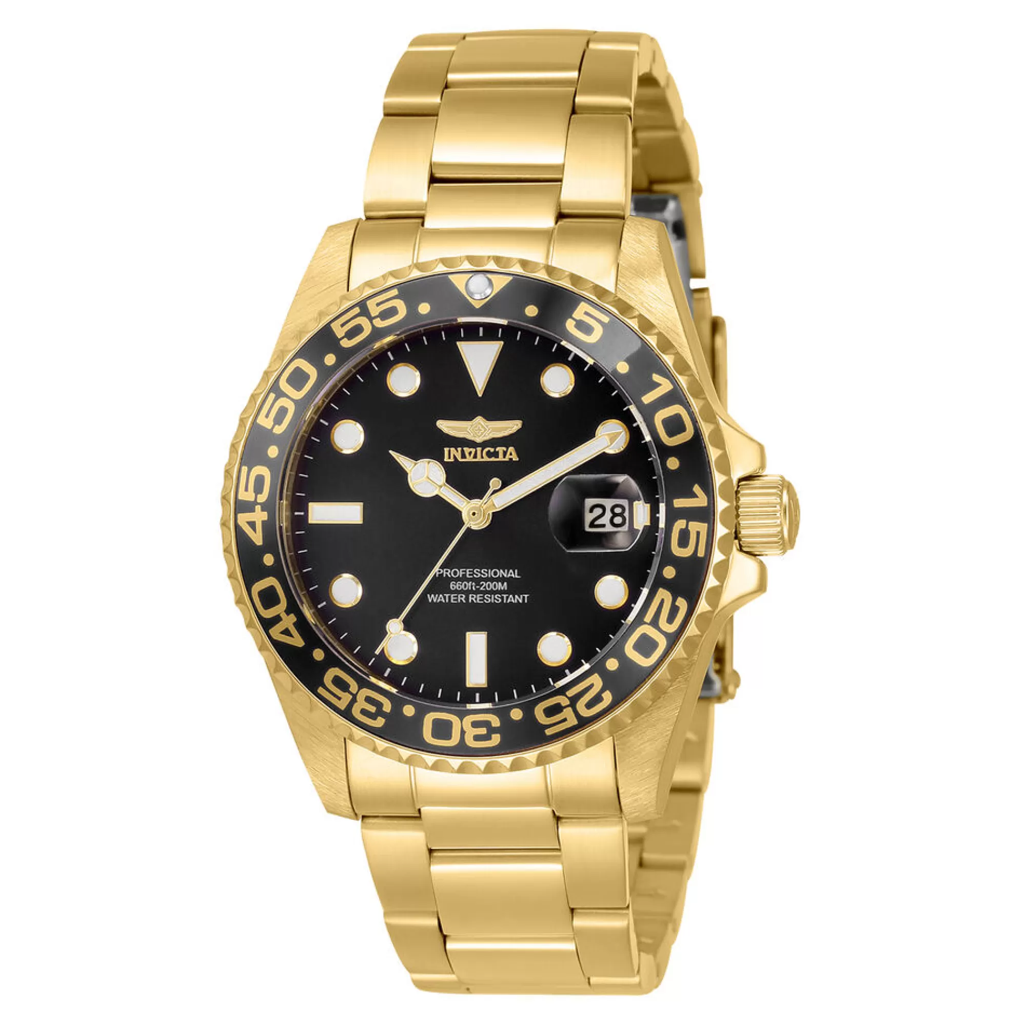 Women's Watches^Invicta Pro Diver Black Women's Watch In Gold-Tone Ion-Plated Stainless Steel