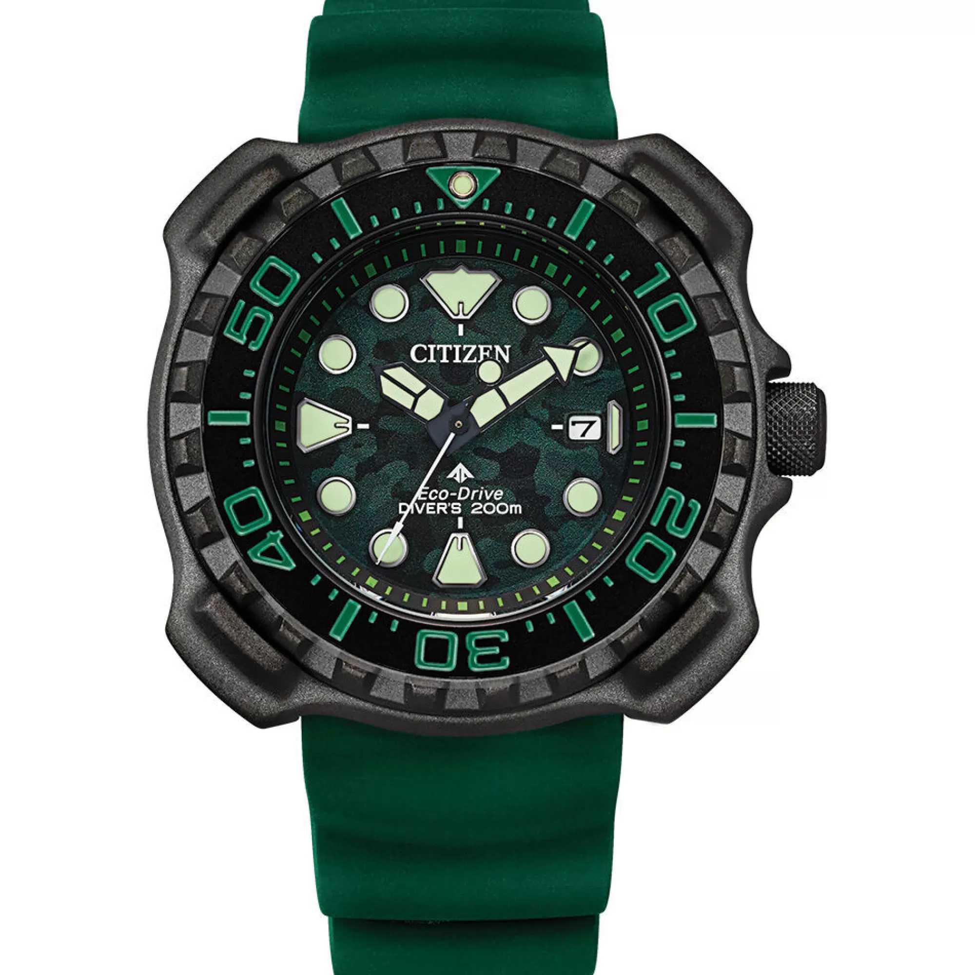 Men's Jewelry^Citizen® Eco™ Promaster Diver Green Polyurethane Men's Watch In Gray Titanium